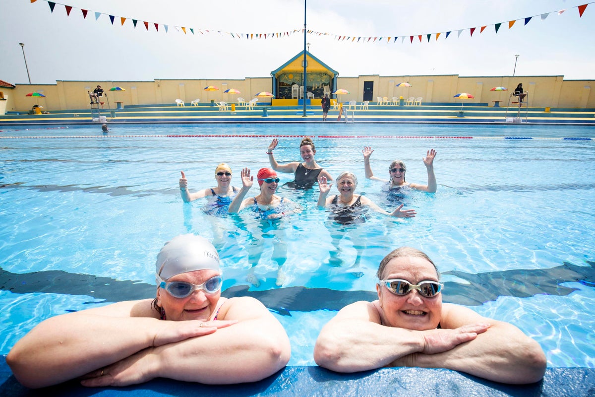 Swimmers at the Stonehaven Open Air Pool