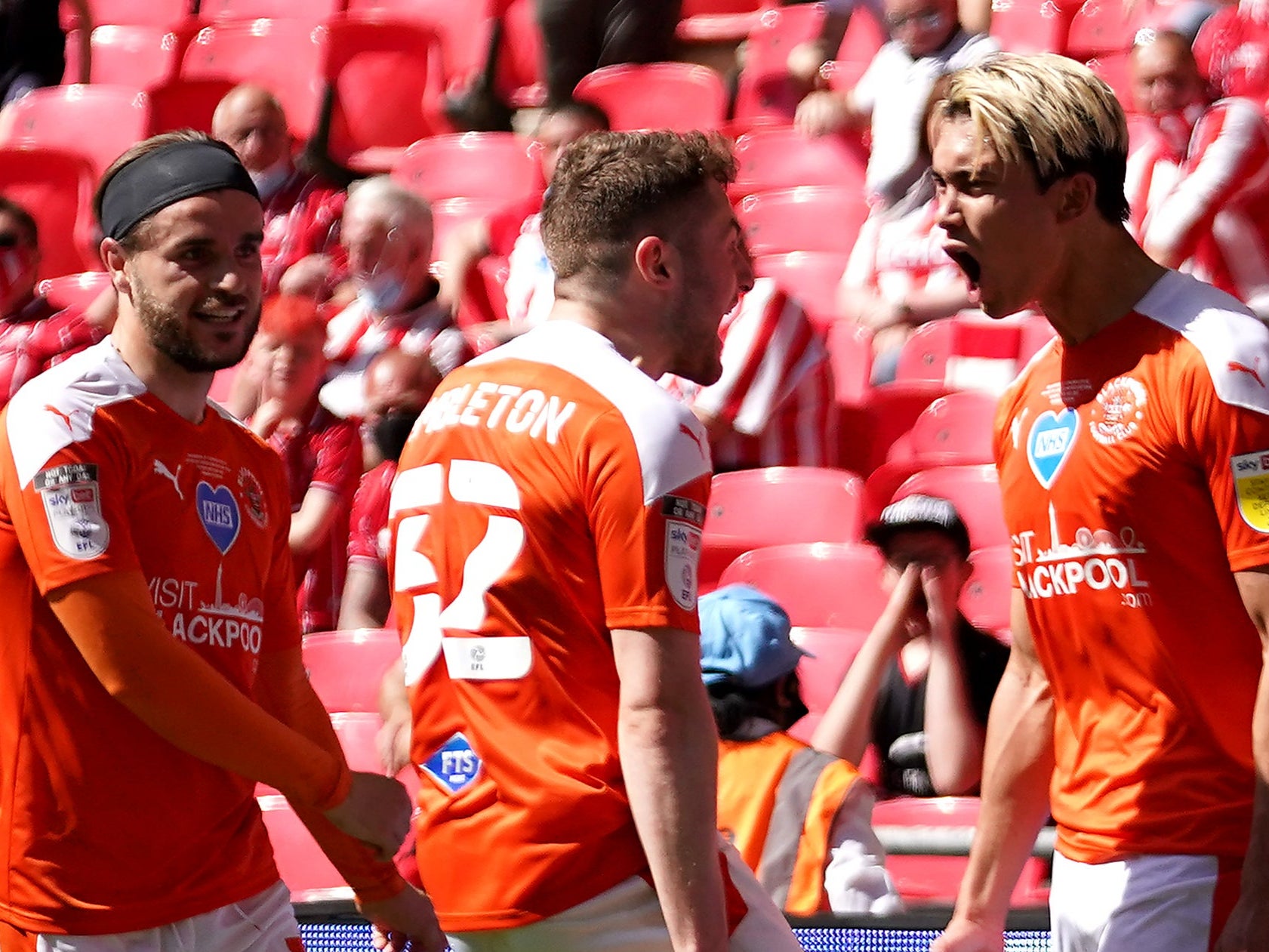 Kenny Dougall, right, scored both goals at Wembley