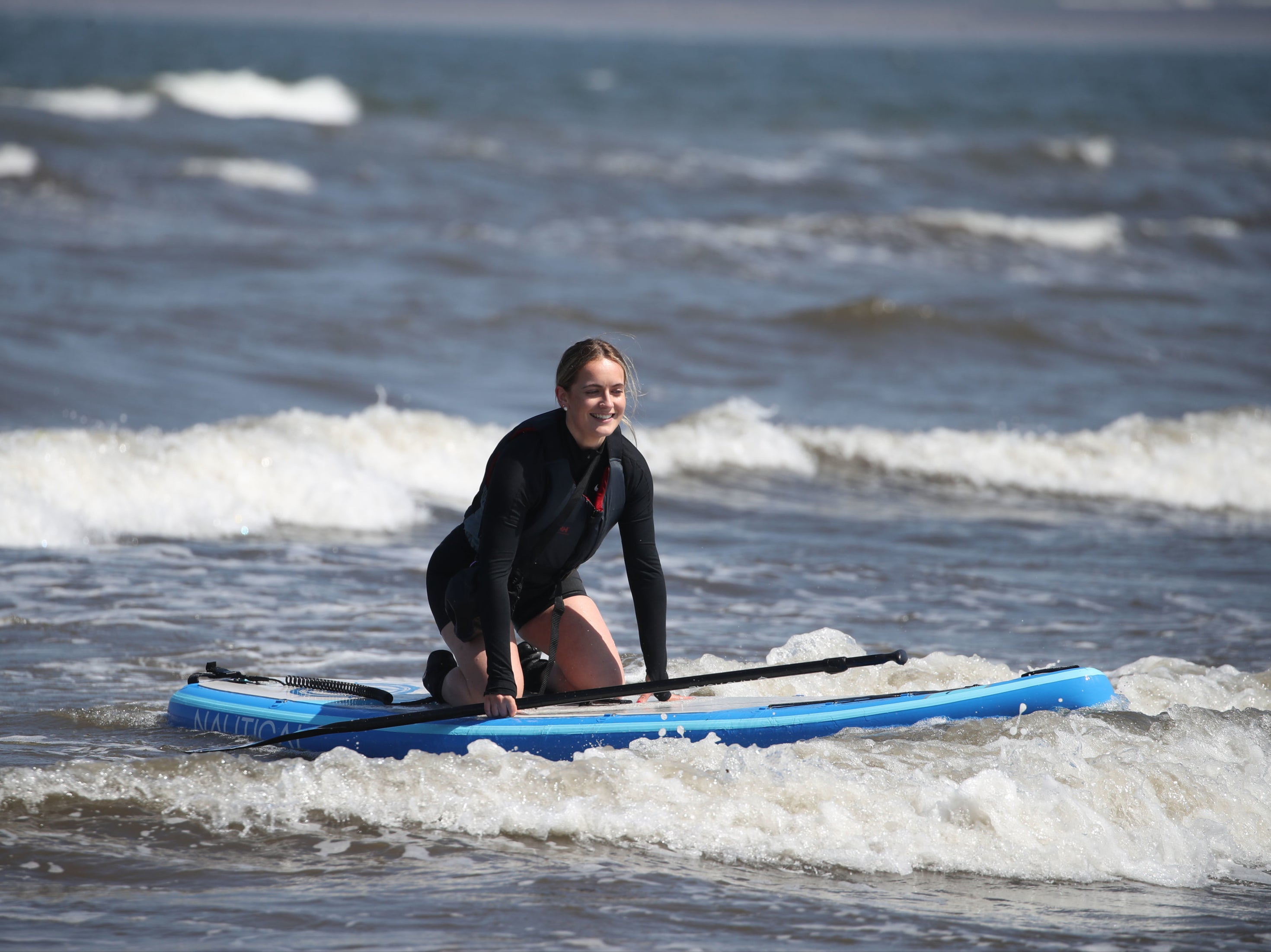 A paddleboarder off Portobello beach, near Edinburgh