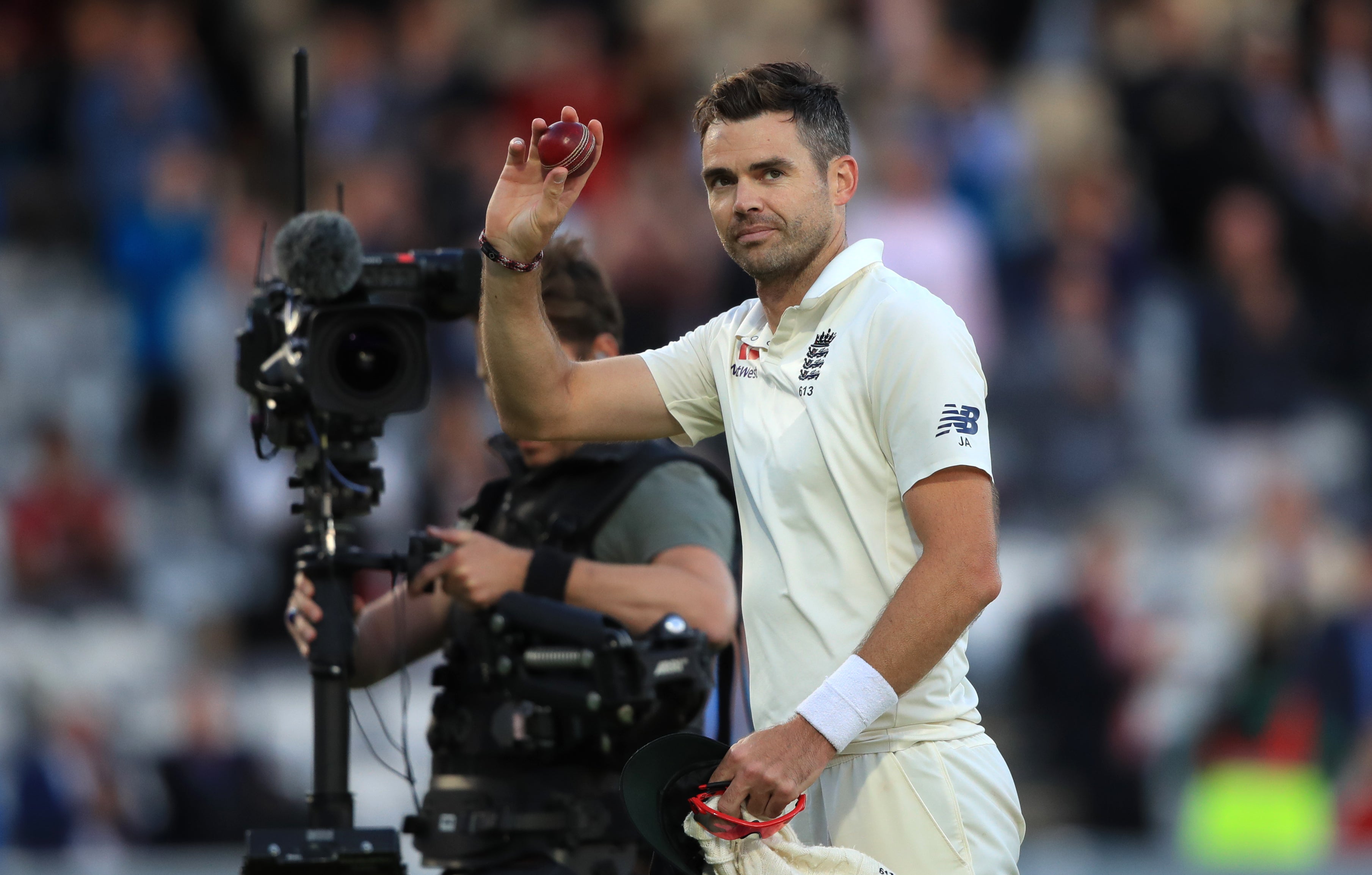 James Anderson celebrates a five-wicket haul against India at Lord’s in 2018