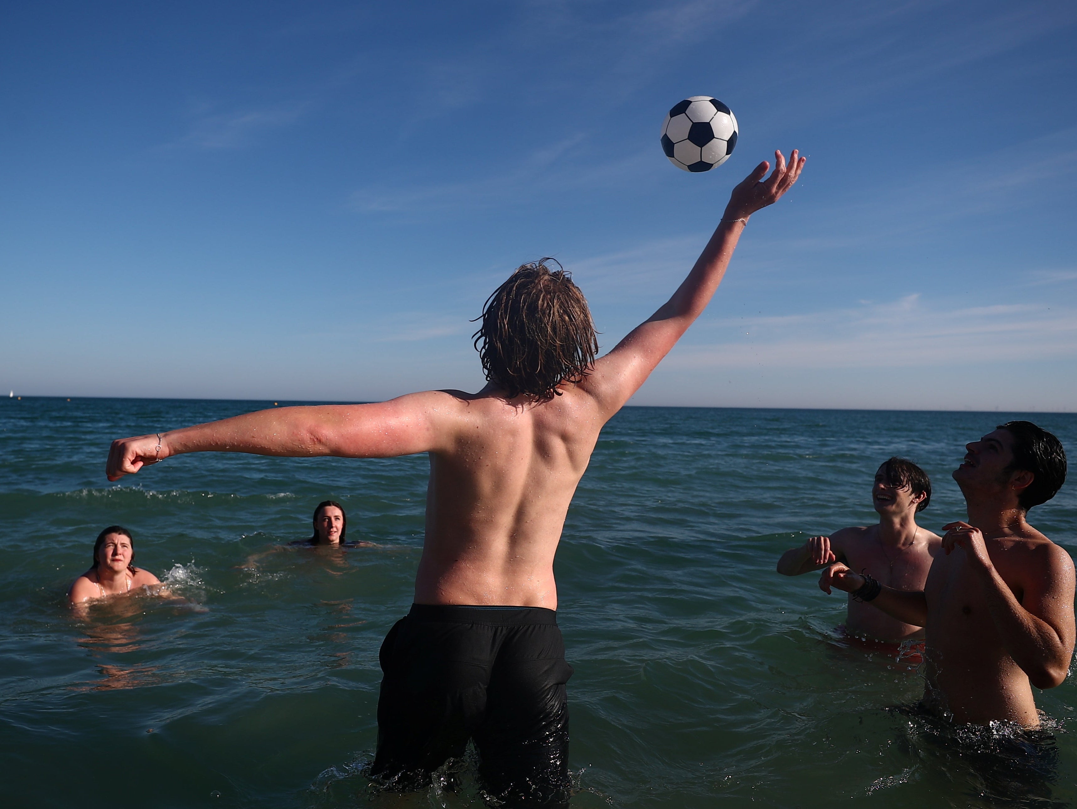 Sun-seekers enjoy the hot weather in Brighton on 1 June 2021