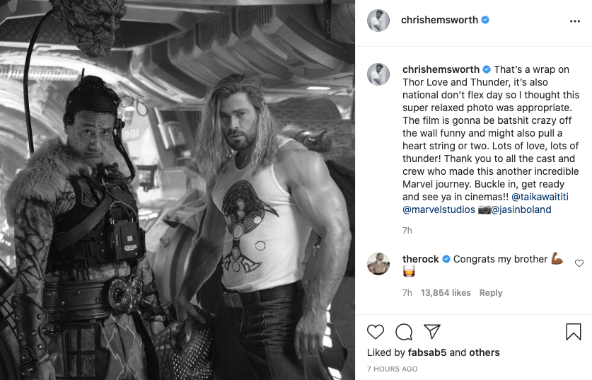 Chris Hemsworth announces ‘Thor: Love and Thunder’ has wrapped filming