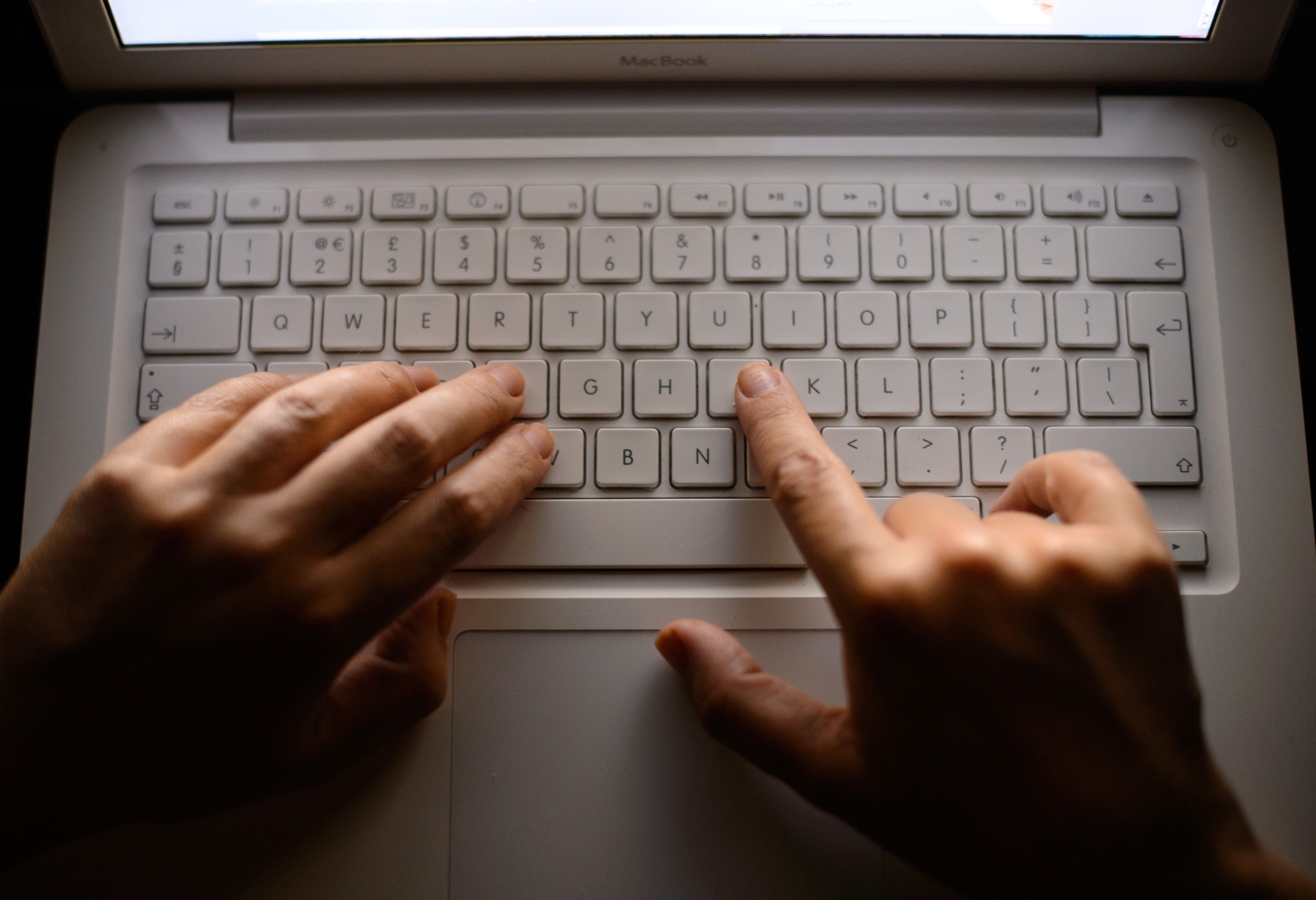 A woman using a laptop