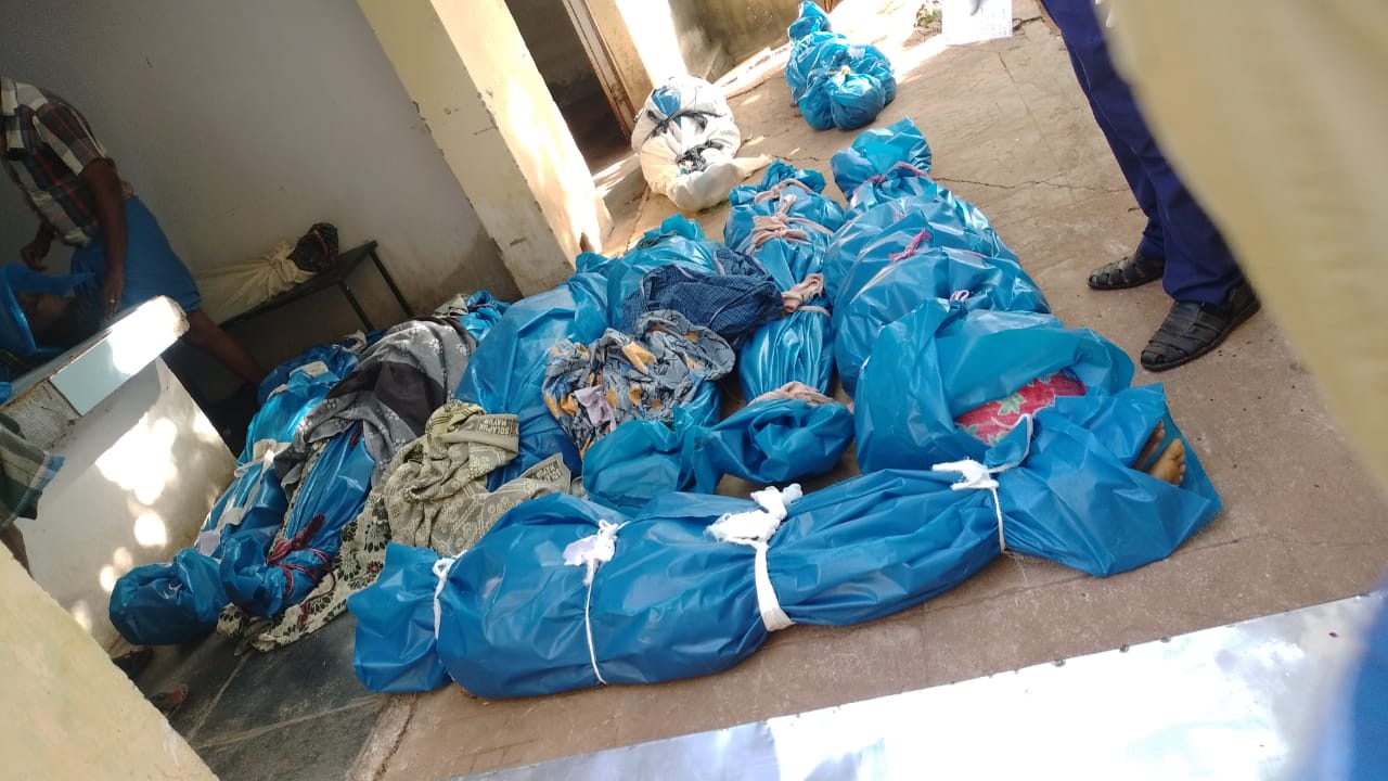 Dead bodies of the Covid patients lying on the floor of the mortuary of Theni K Vilakku Government Hospital in Tamil Nadu, India