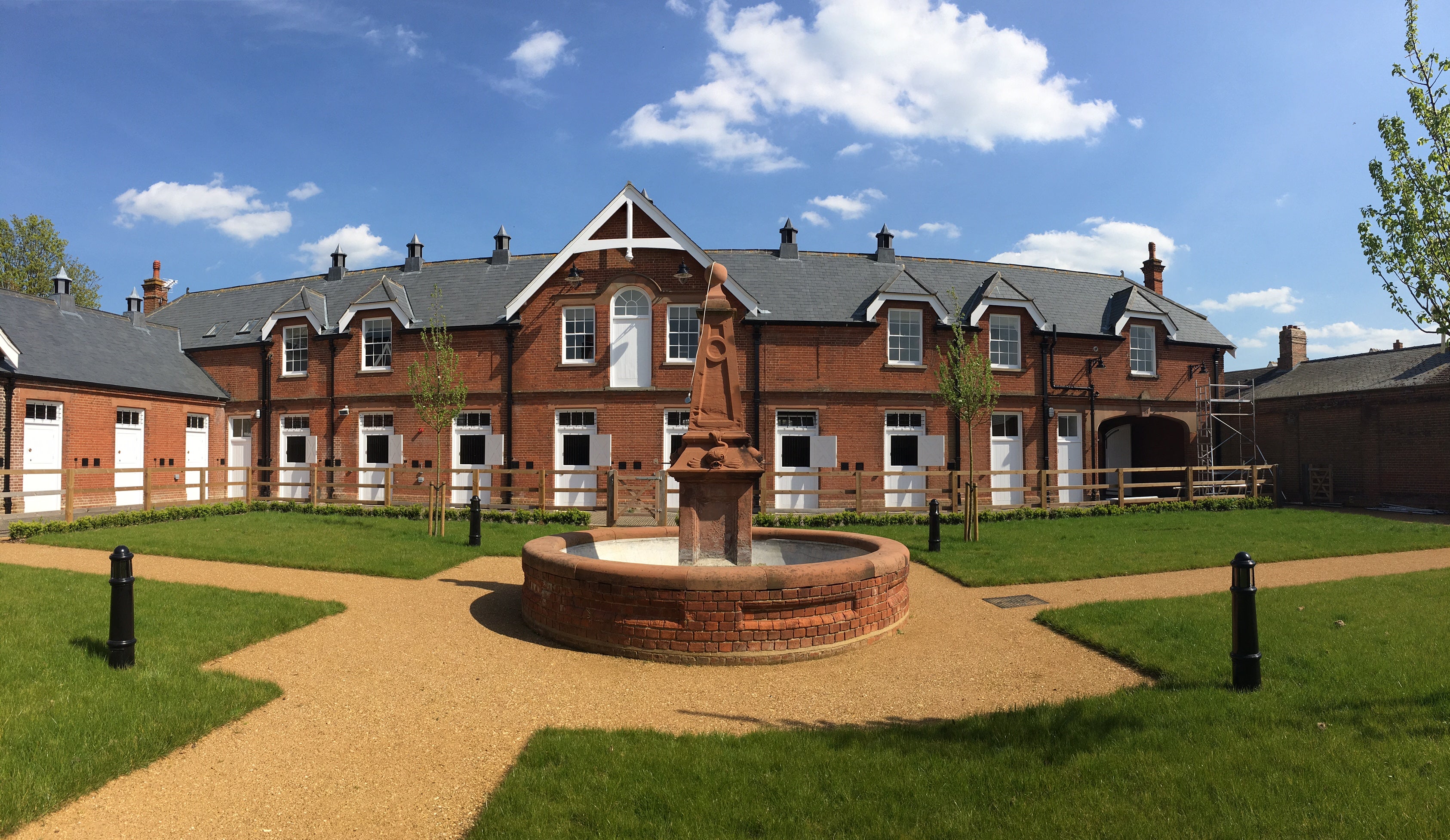 The Rothschild Yard and fountain at the National Horse Racing Museum