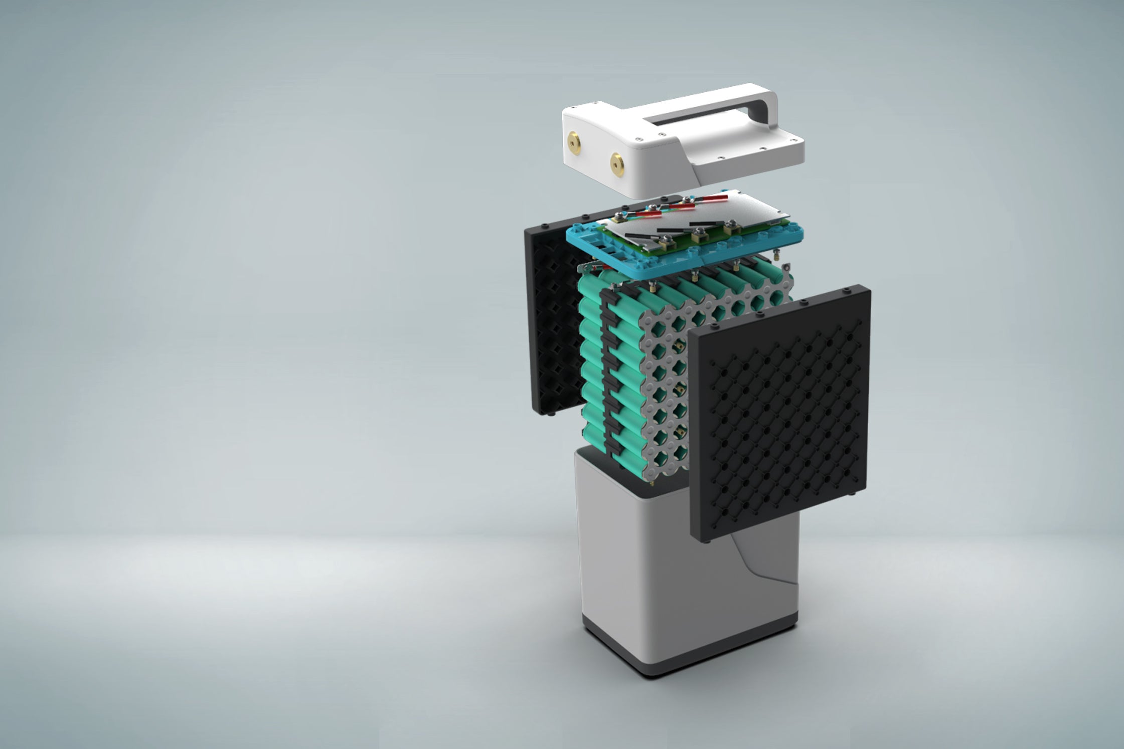 An exploded view of the Essential battery