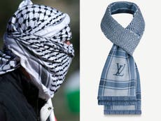 Louis Vuitton faces accusations of cultural appropriation over $705 scarf inspired by Palestinian keffiyeh