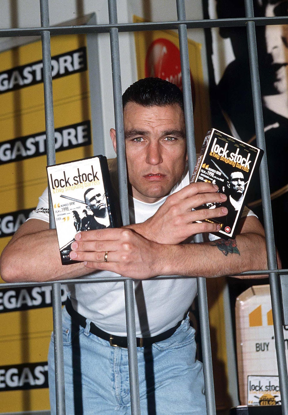 ‘aaaard: Jones promotes the ‘Lock, Stock’ VHS during a Virgin Megastore appearance in 1999