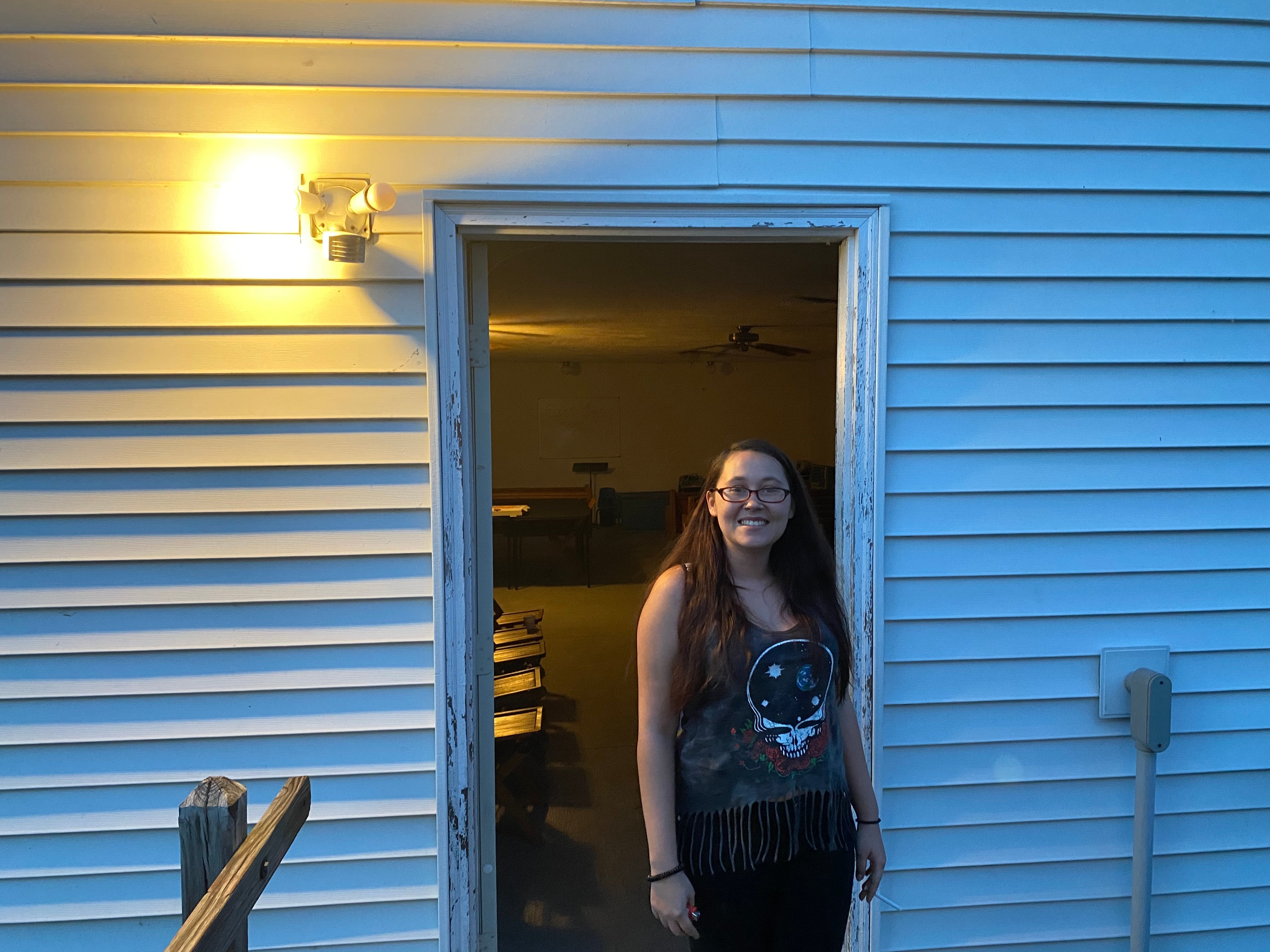 Natasha Robinson outside a recovery meeting in East Lynn, West Virginia