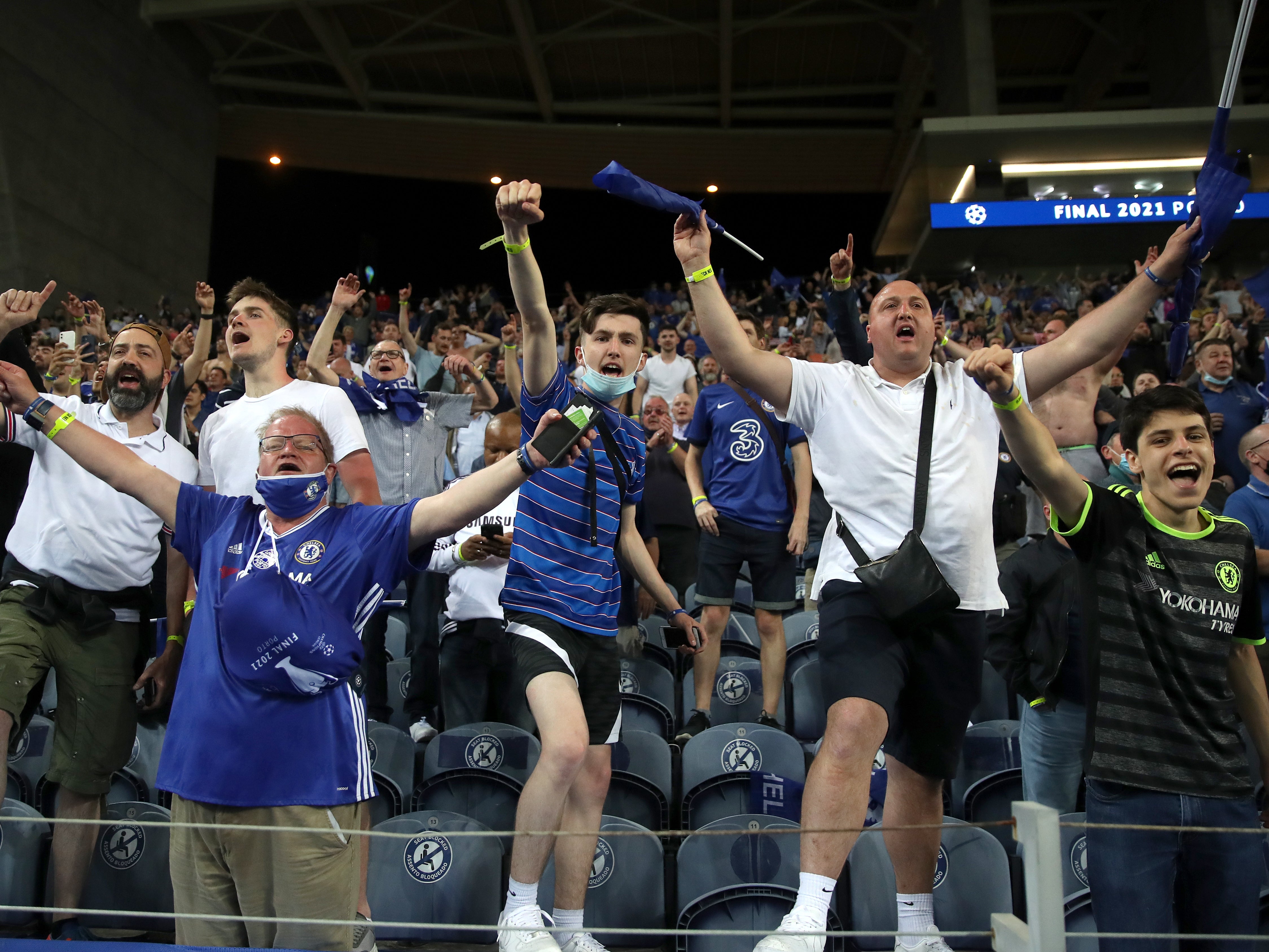 Chelsea fans at Estadio do Dragao venue in Porto on Saturday