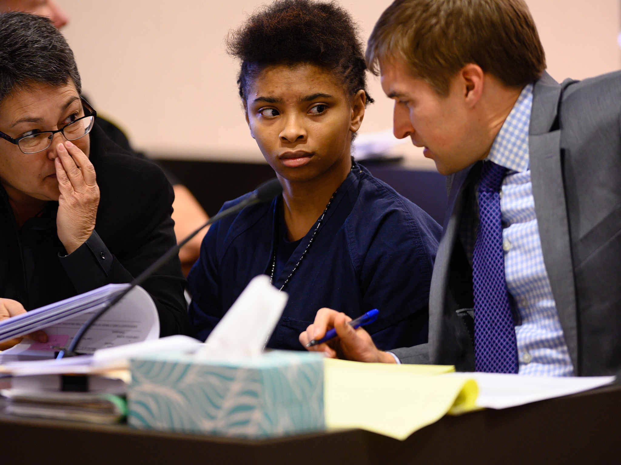 Chrystul Kizer is pictured in court in November 2019