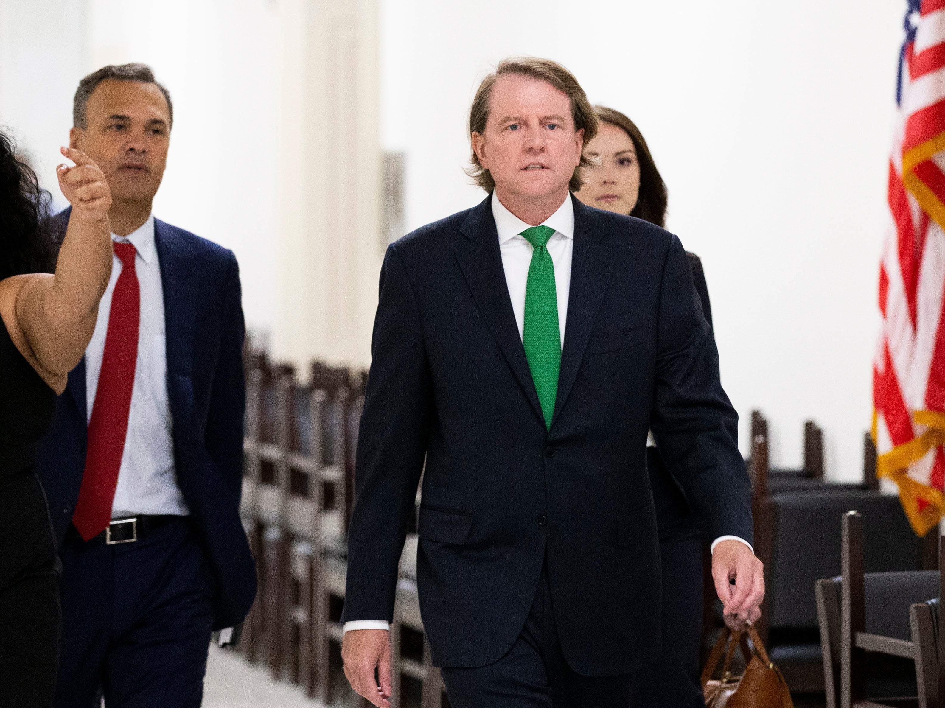 Former White House counsel Don McGahn arrives at the US Capitol for his interview with House Democrats