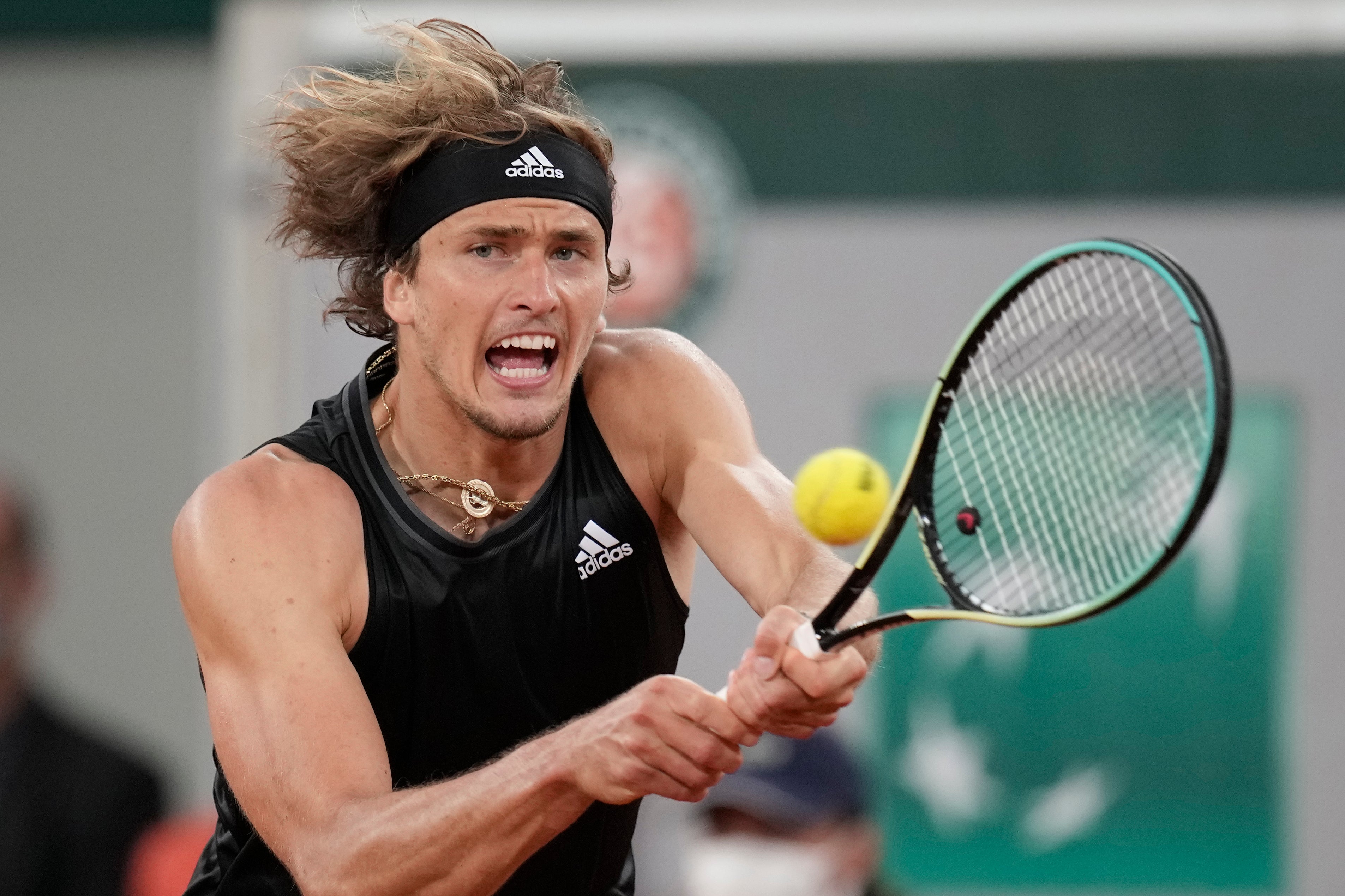 Alexander Zverevplays a backhand during his victory over Laslo Djere