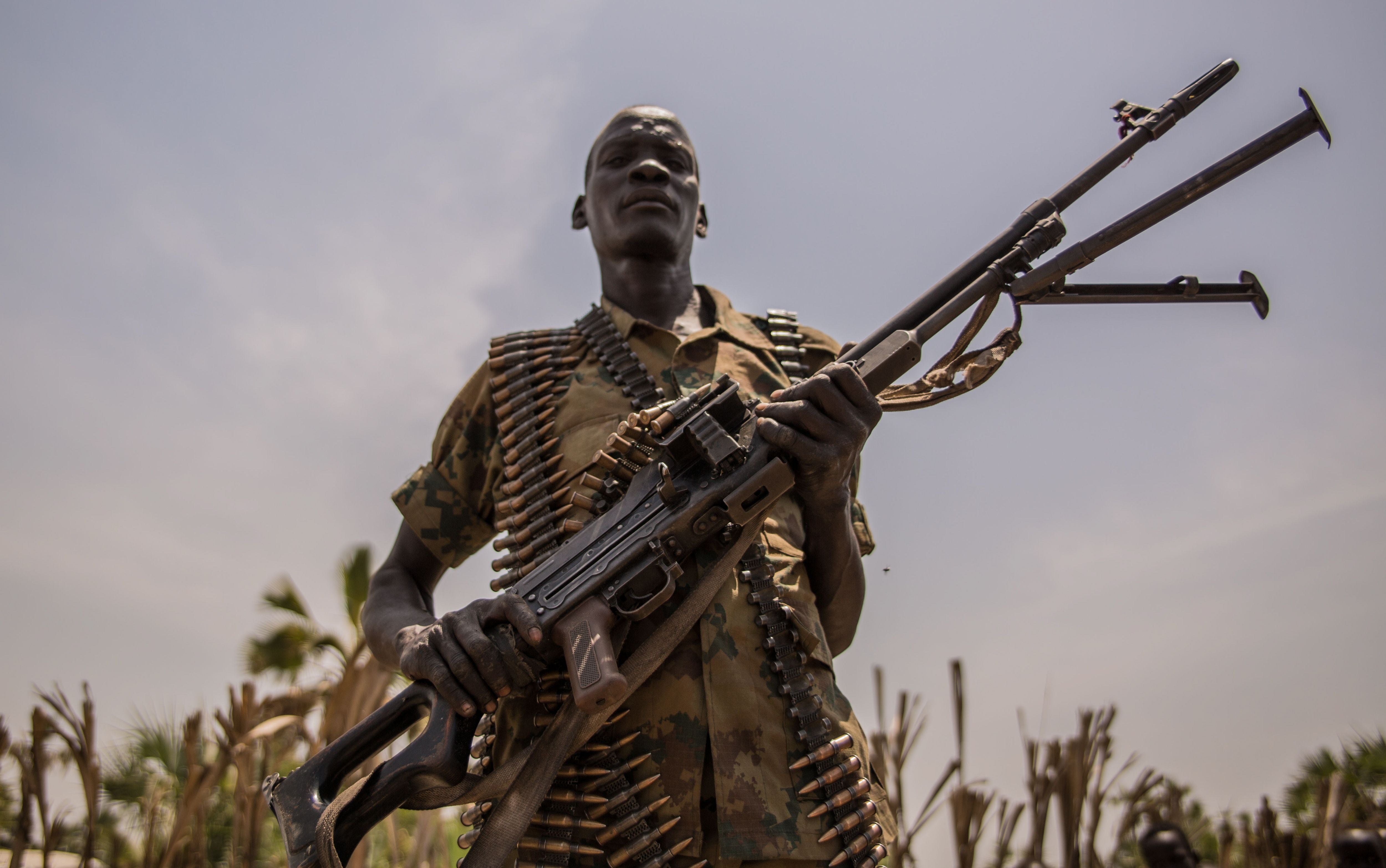 A rebel soldier in Touch Riak in 2018, a ‘humanitarian ghost town’ where famine was declared in 2017