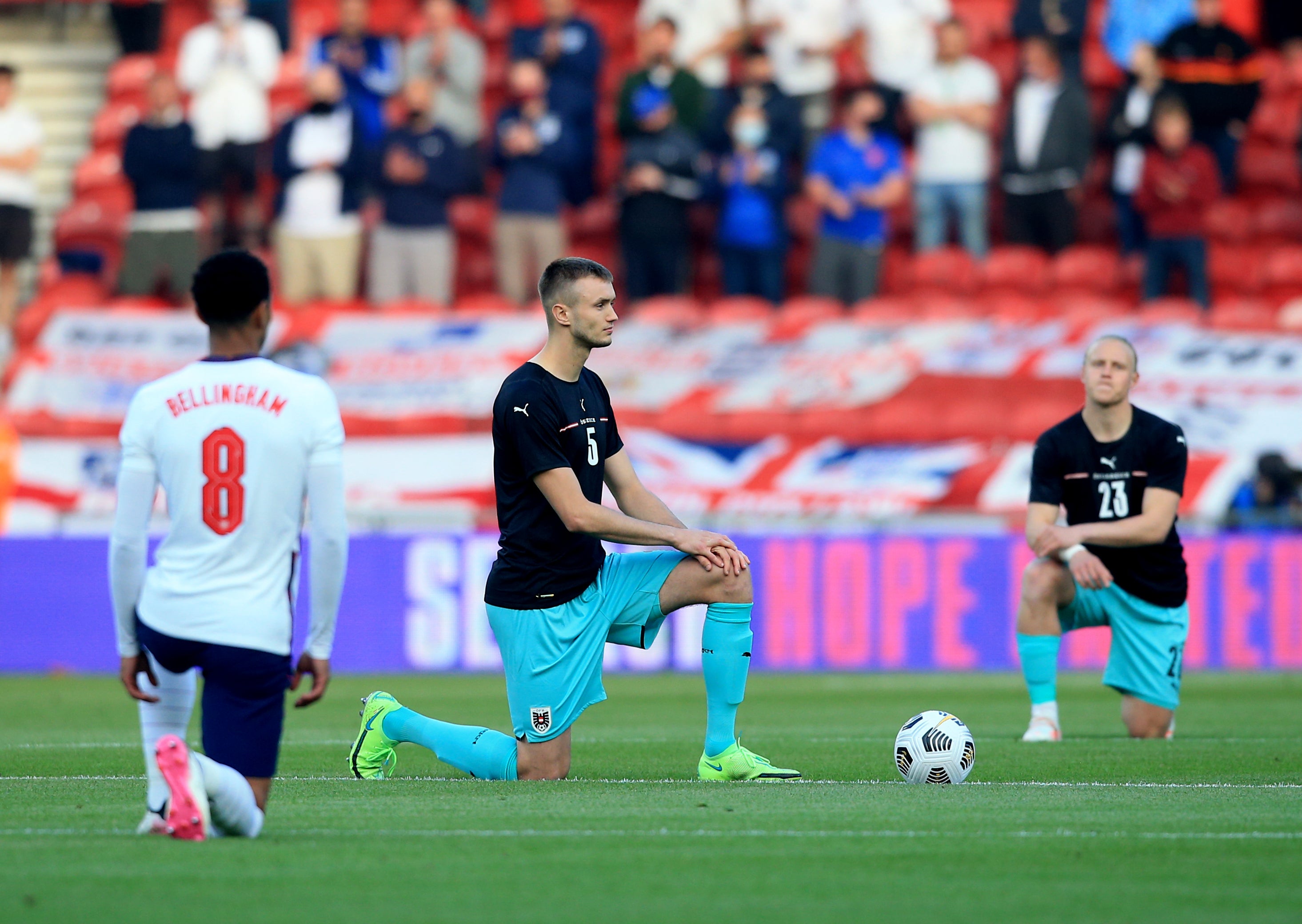 Jeers greeted players taking the knee ahead of England's midweek game against Austria