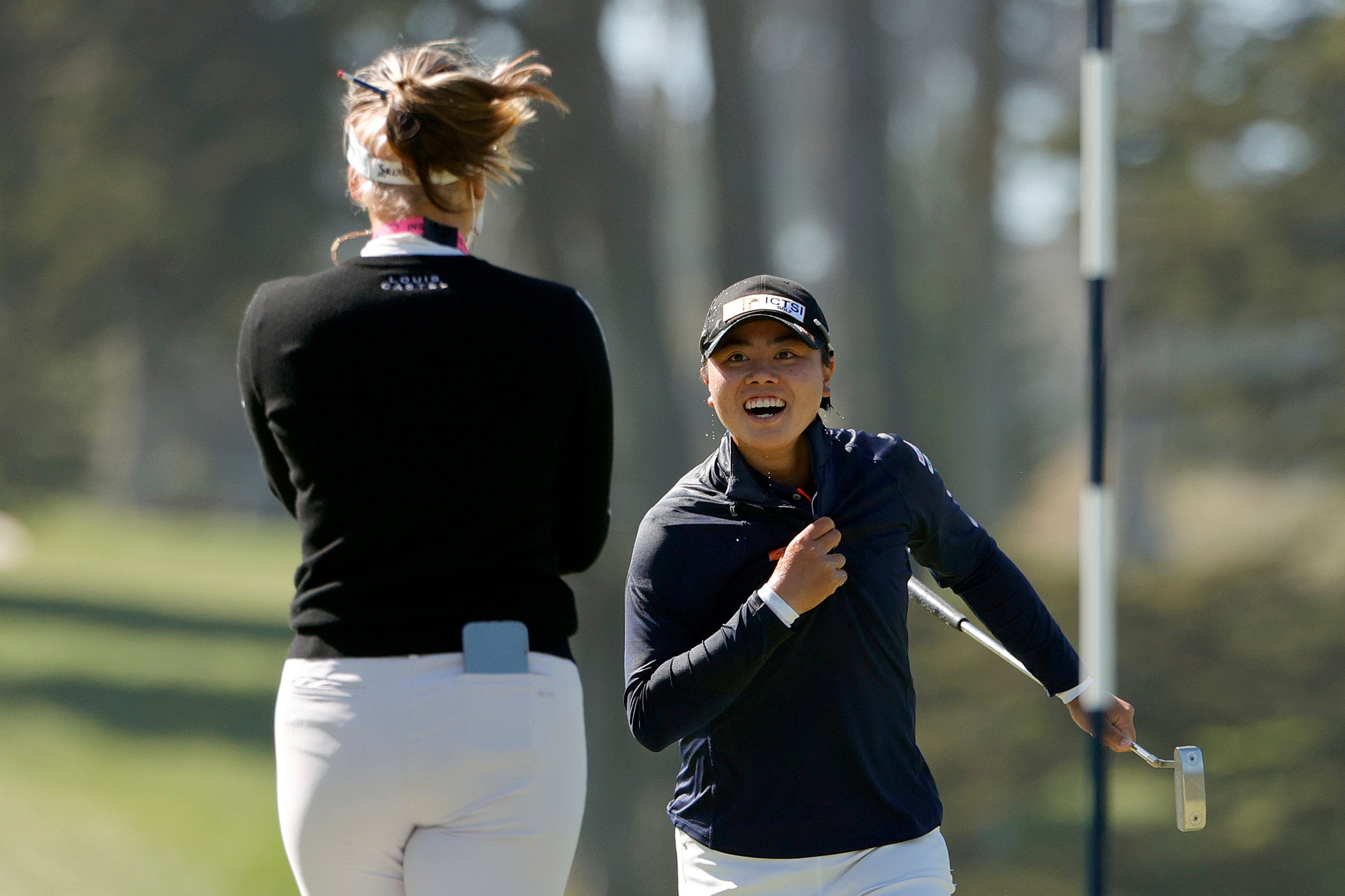 Yuka Saso reacts following her win