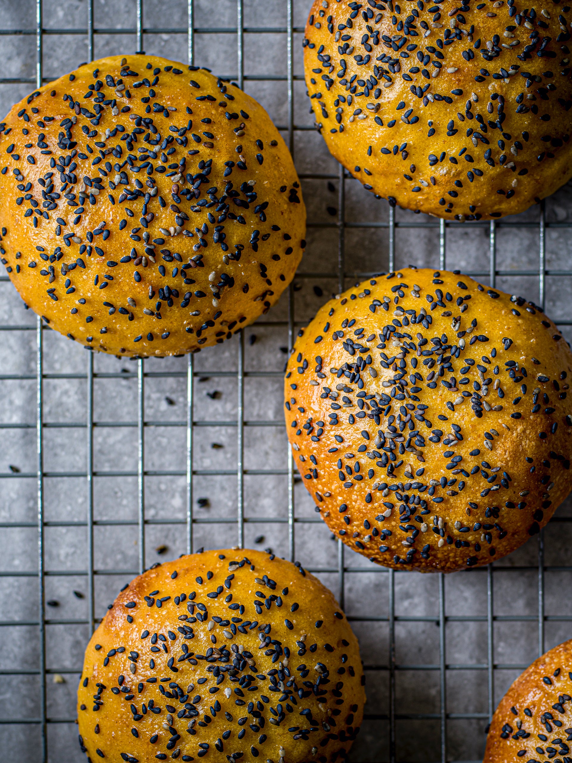 The brioche-style buns enriched with sweet potato instead of the usual butter, sugar and egg