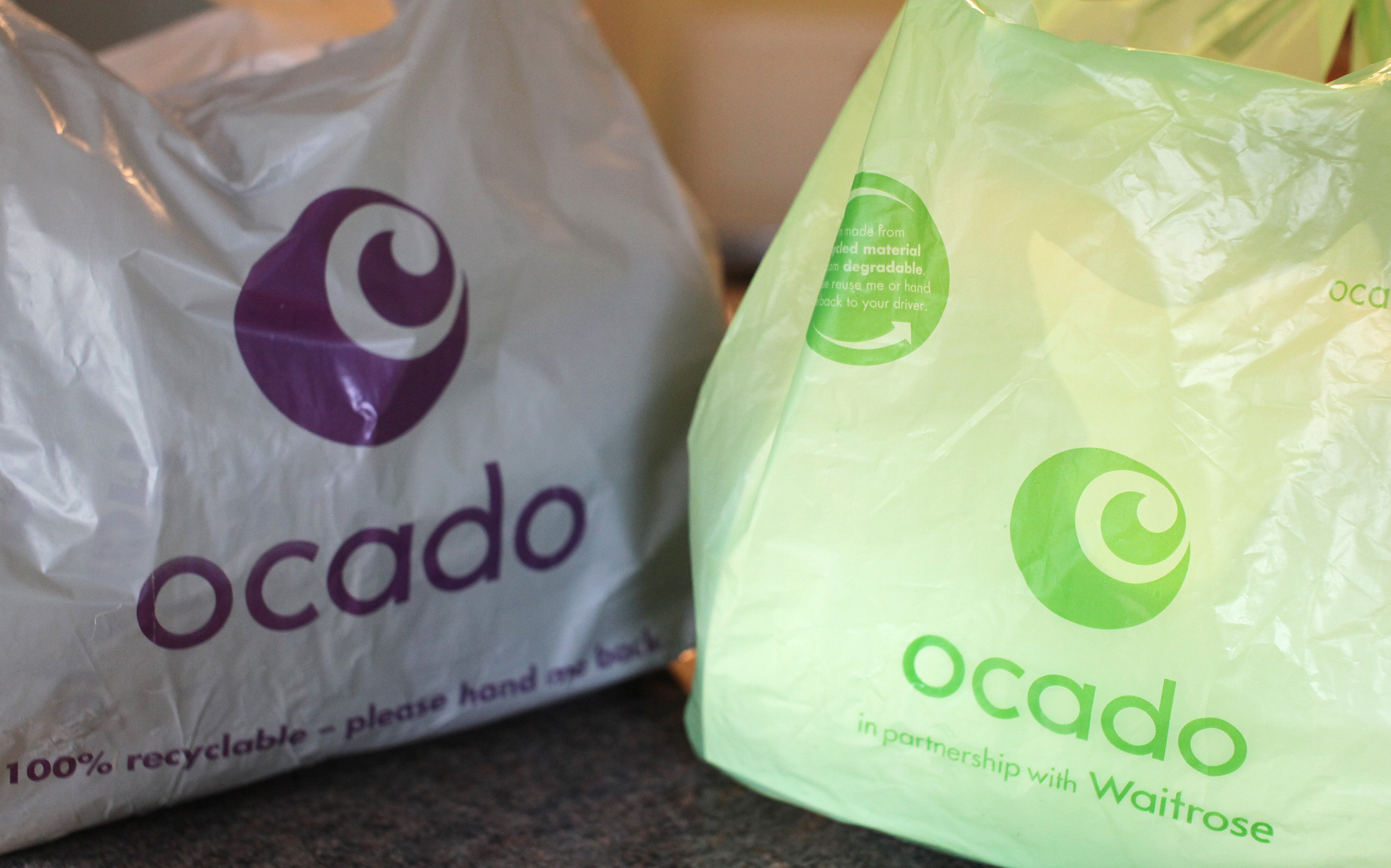 Bags from the home delivery company Ocado