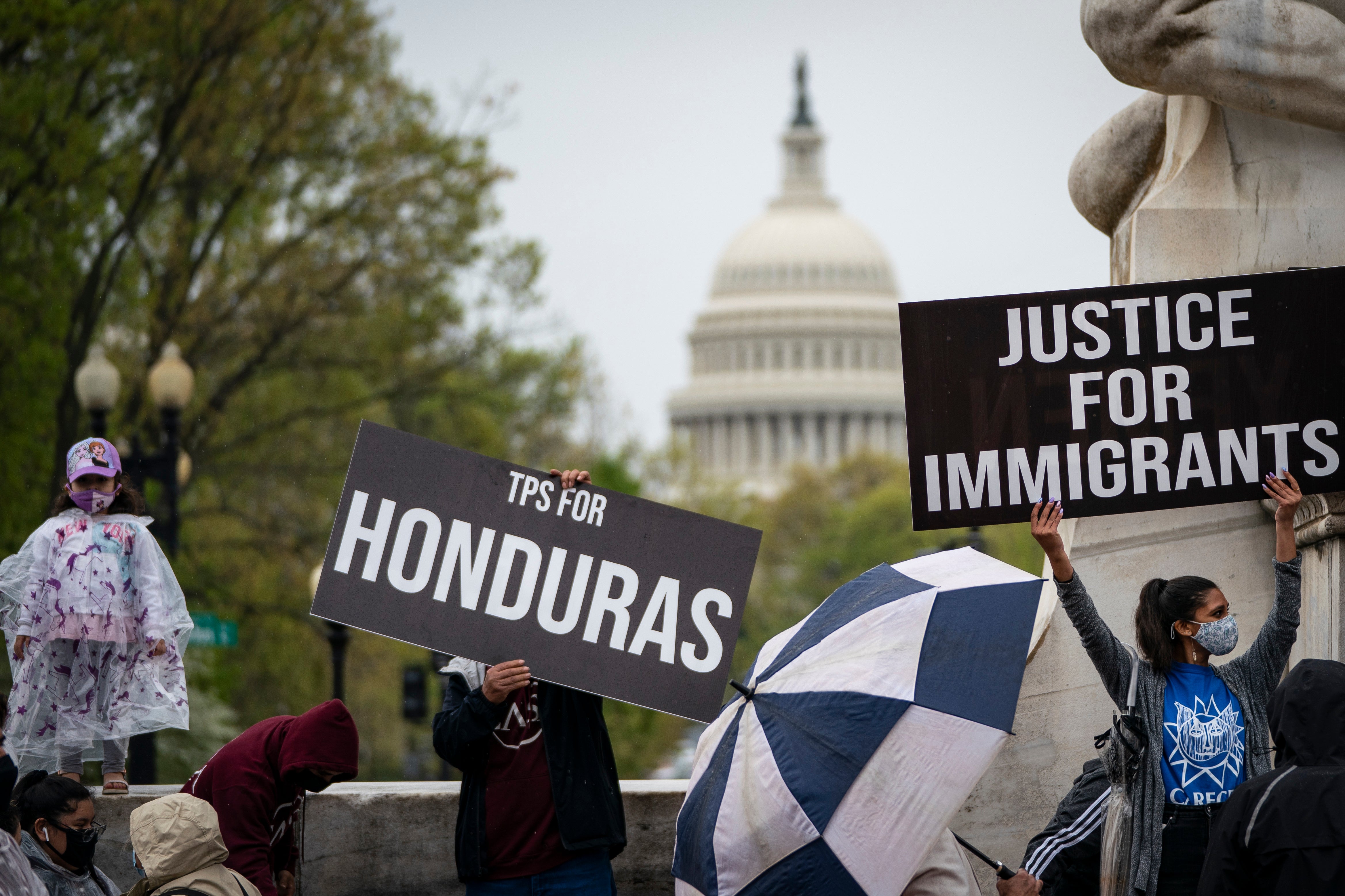 Demonstrators in Washington DC call on Congress to pass legislation that allows immigrants with TPS protections to apply for permanent residence.