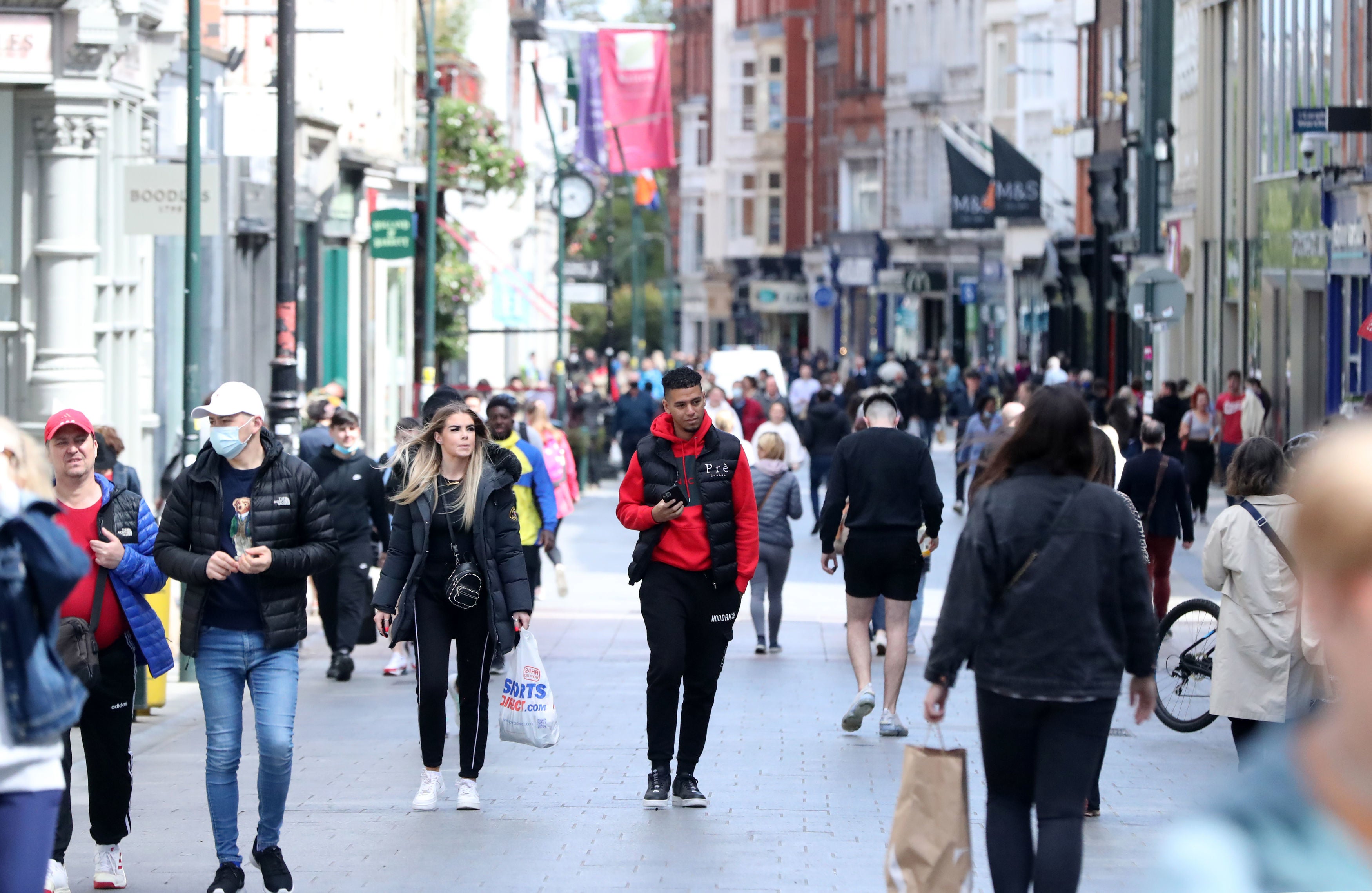 Shoppers on a British high street