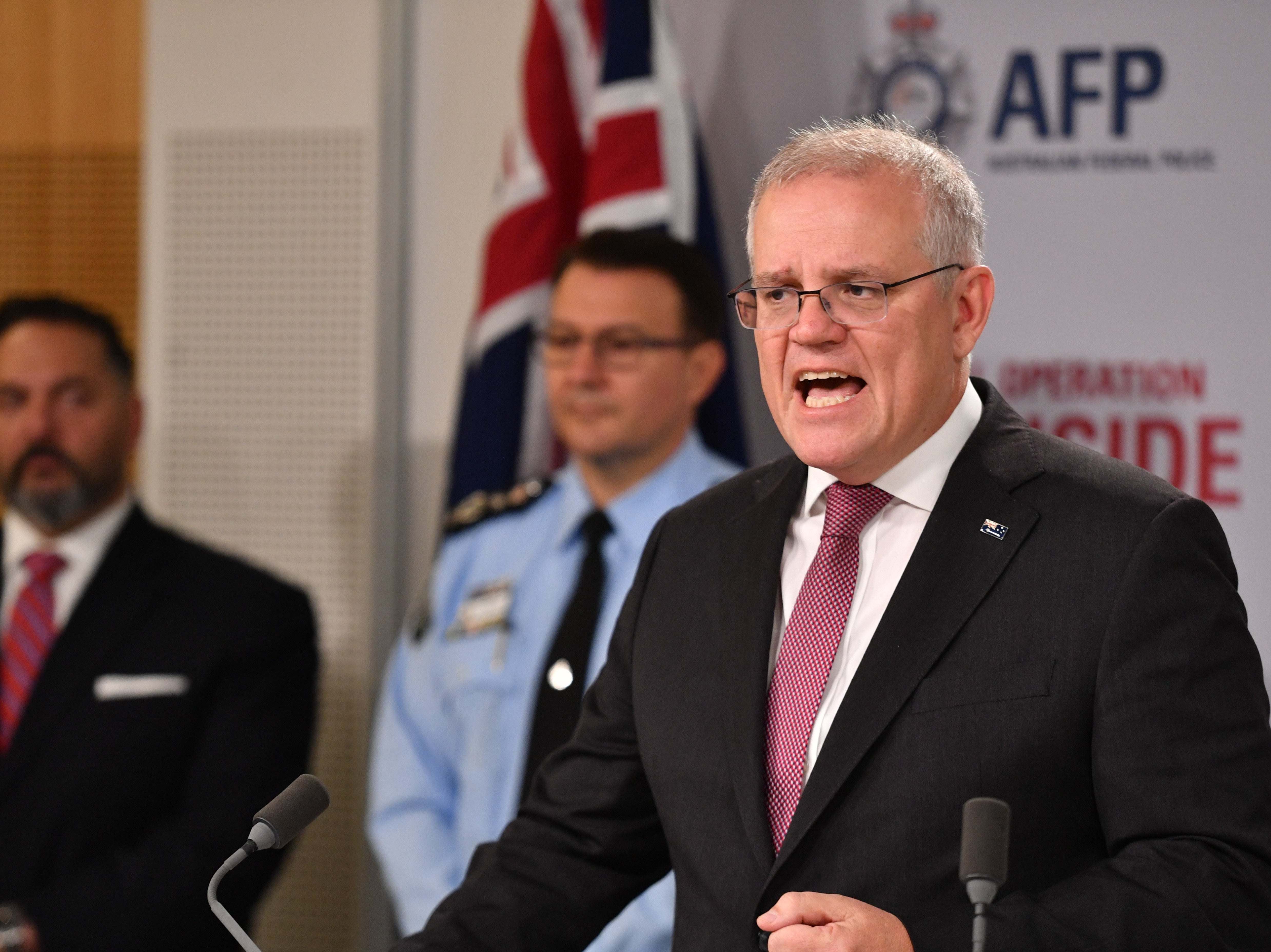 Australian prime minister Scott Morrison speaks to the media during a press conference in Sydney