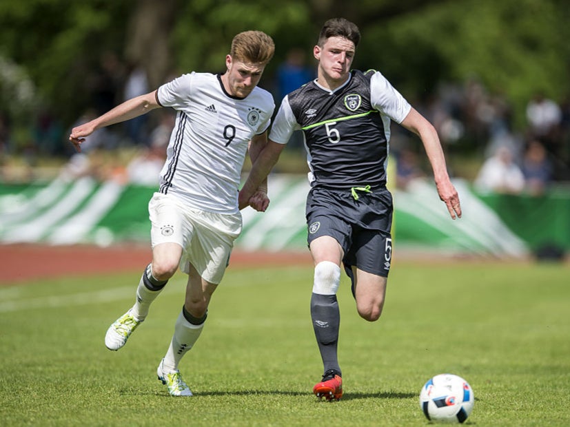 Declan Rice in action for Ireland’s U18s in 2016