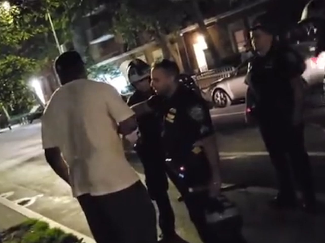 Video of a man racially abusing a NYPD officer at the weekend