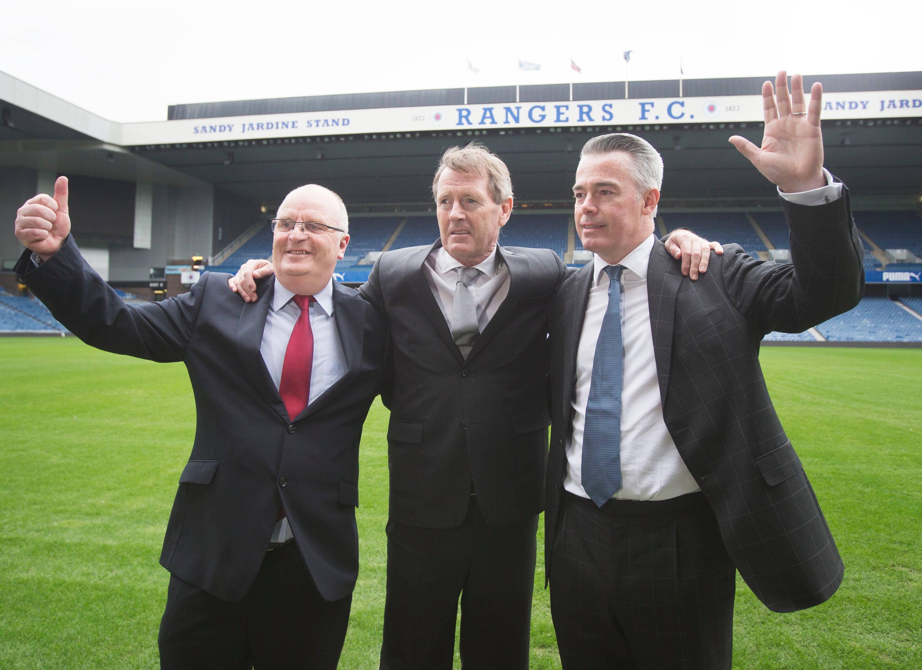 John Gilligan, Dave King and Paul Murray at Ibrox