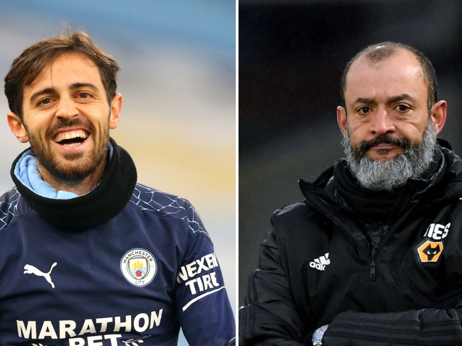 Composite pic of Bernardo Silva and Nuno Espirito Santo