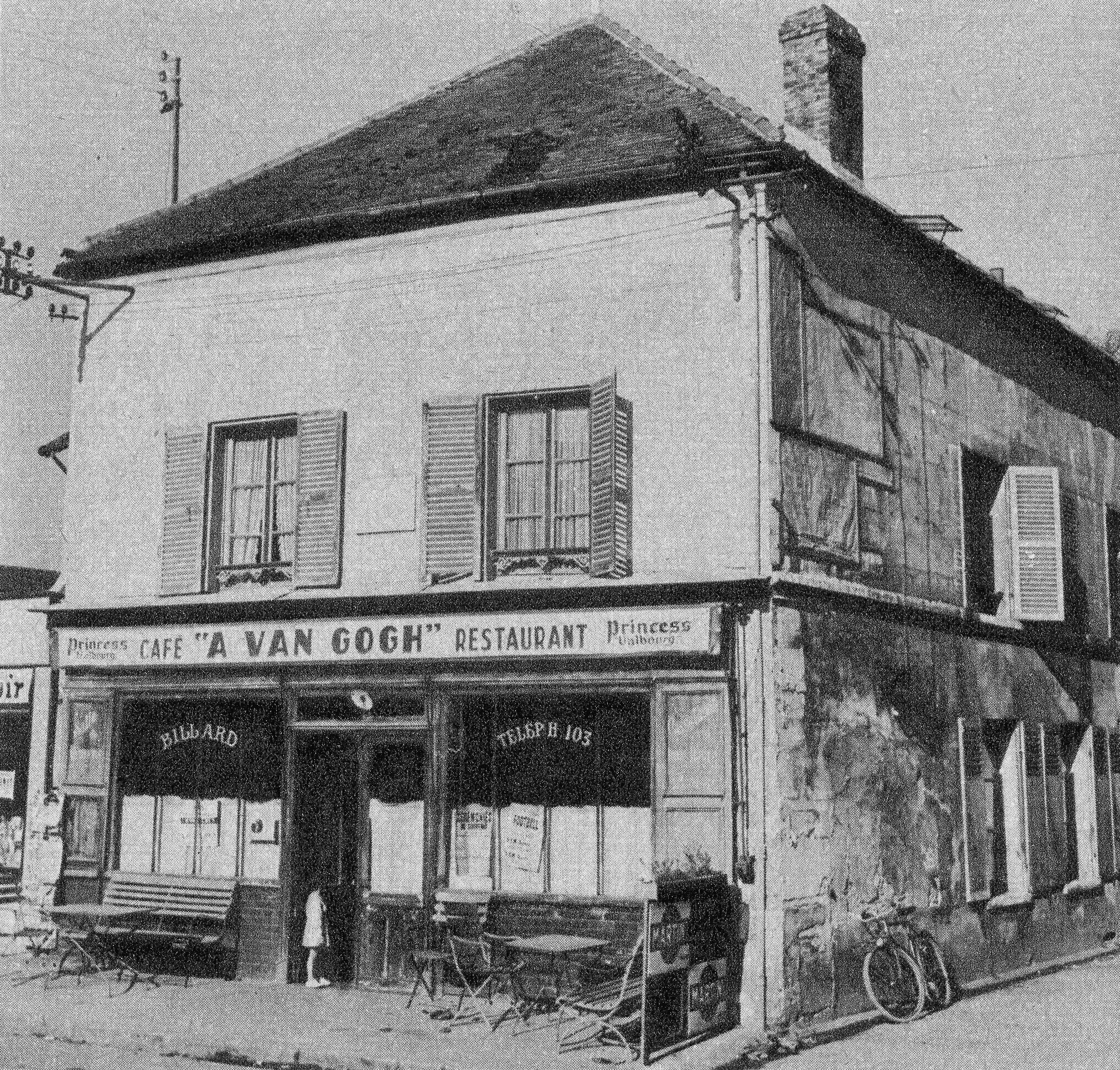 Exterior view of the former Cafe de la Mairie, where Van Gogh lived in the attic, Saint Remy