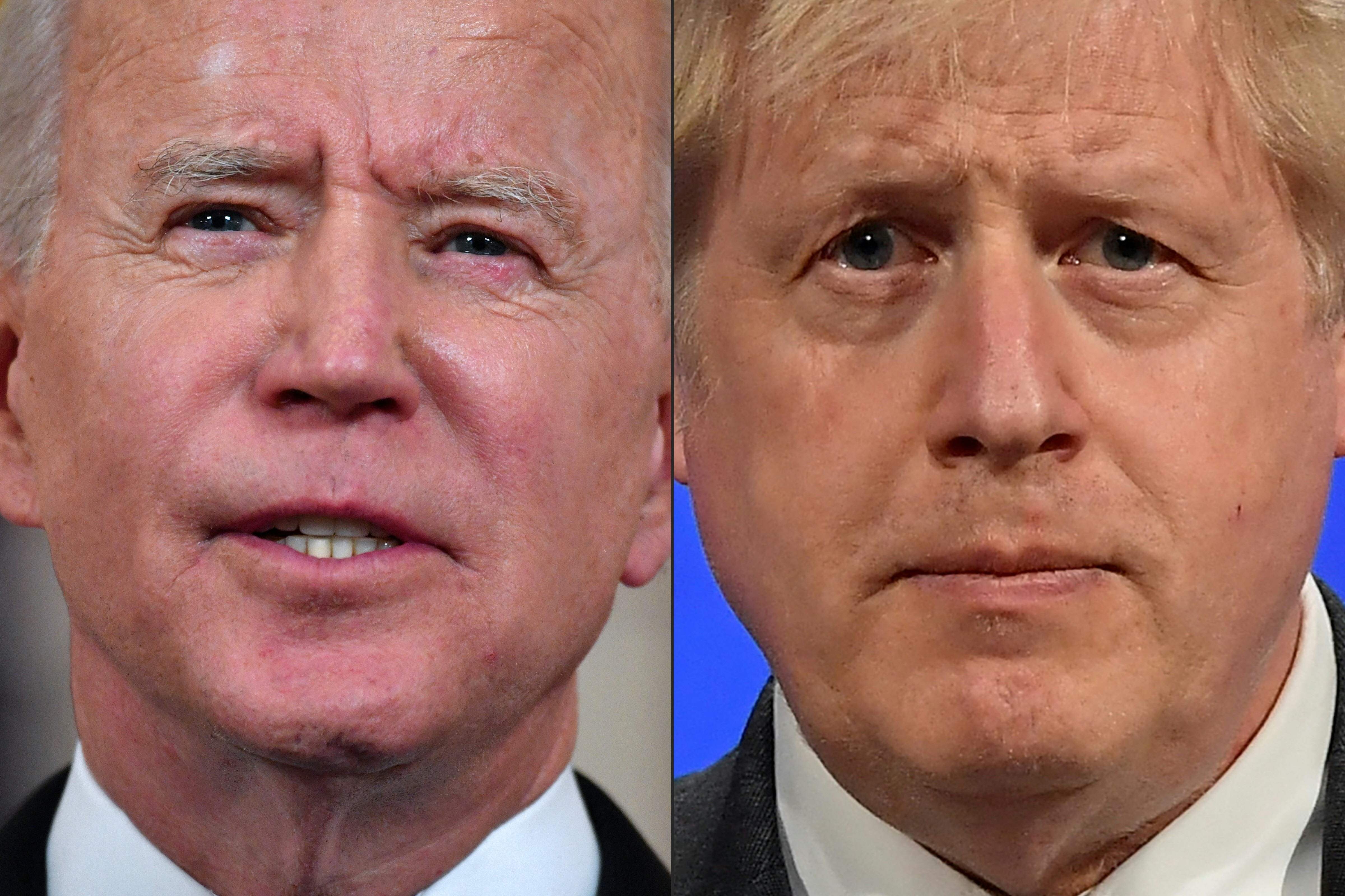 Joe Biden, left, will meet Boris Johnson today