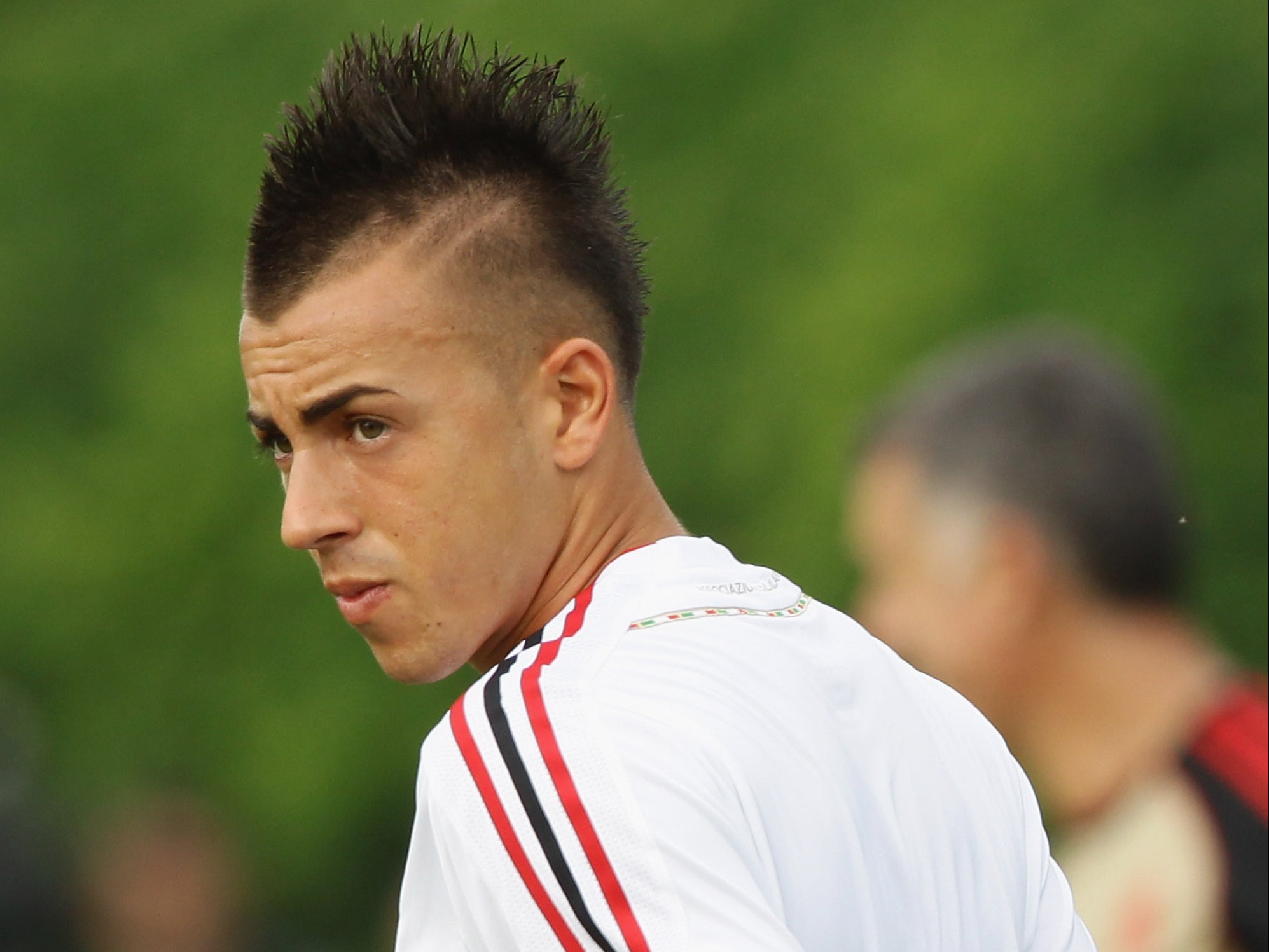 Stephan El Shaarawy in action during a training session at Milanello in 2011