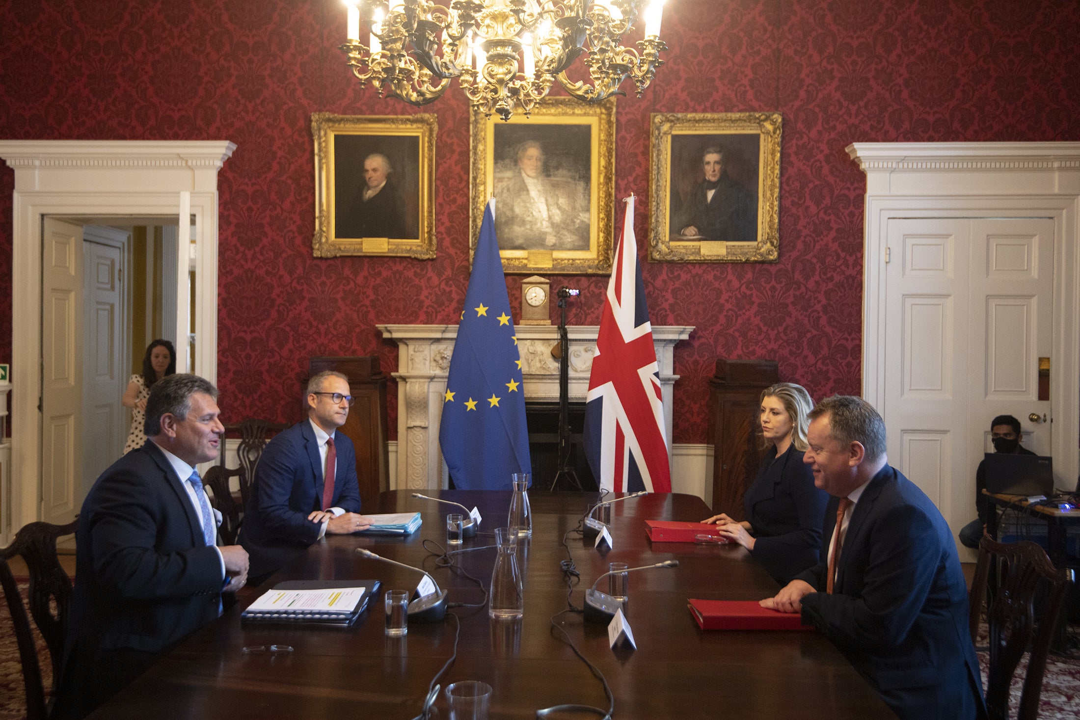 Brexit Minister Lord Frost (right) meets European Commission vice president Maros Sefcovic (left)