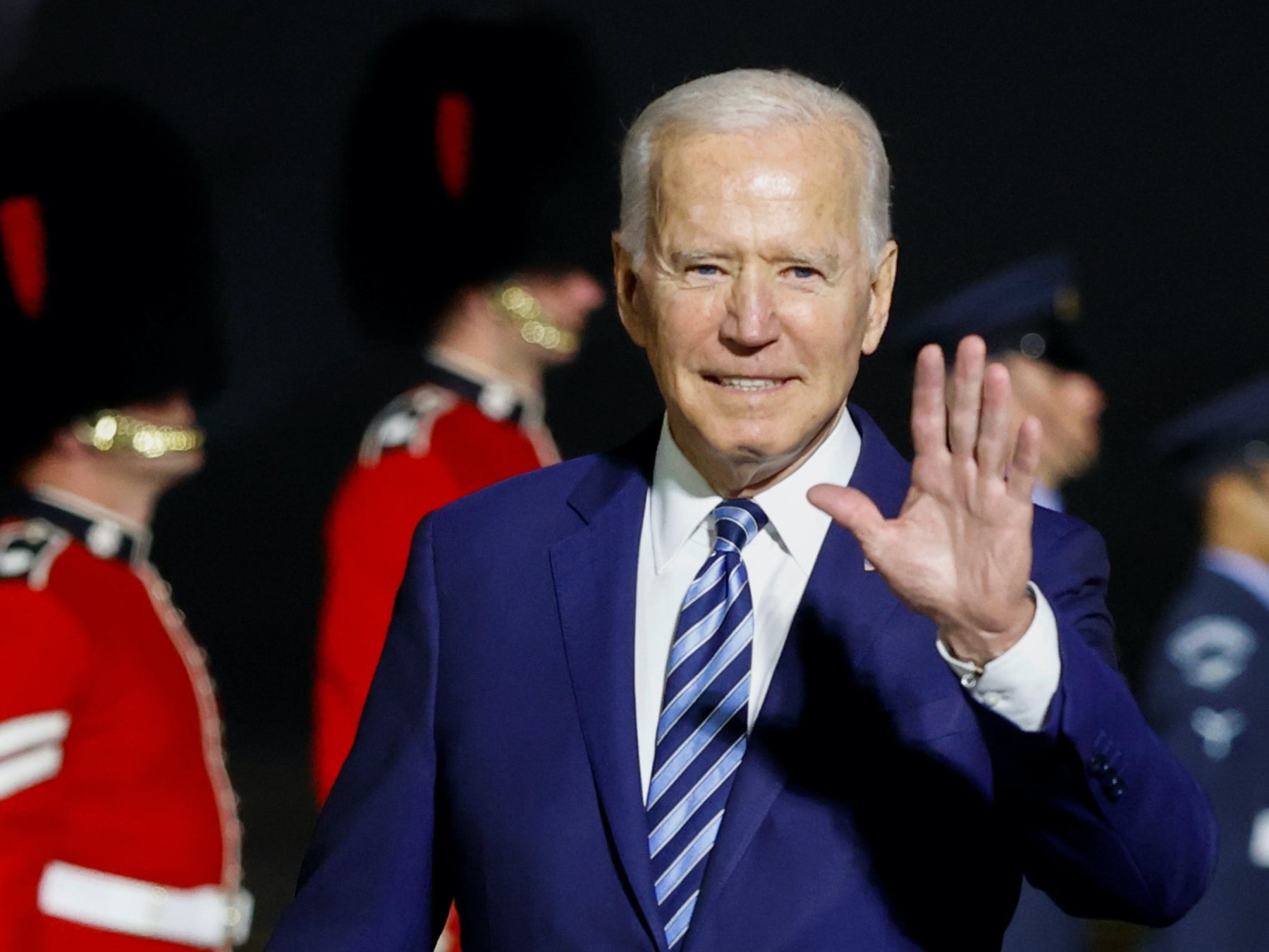 Joe Biden arrives at Cornwall Airport Newquay