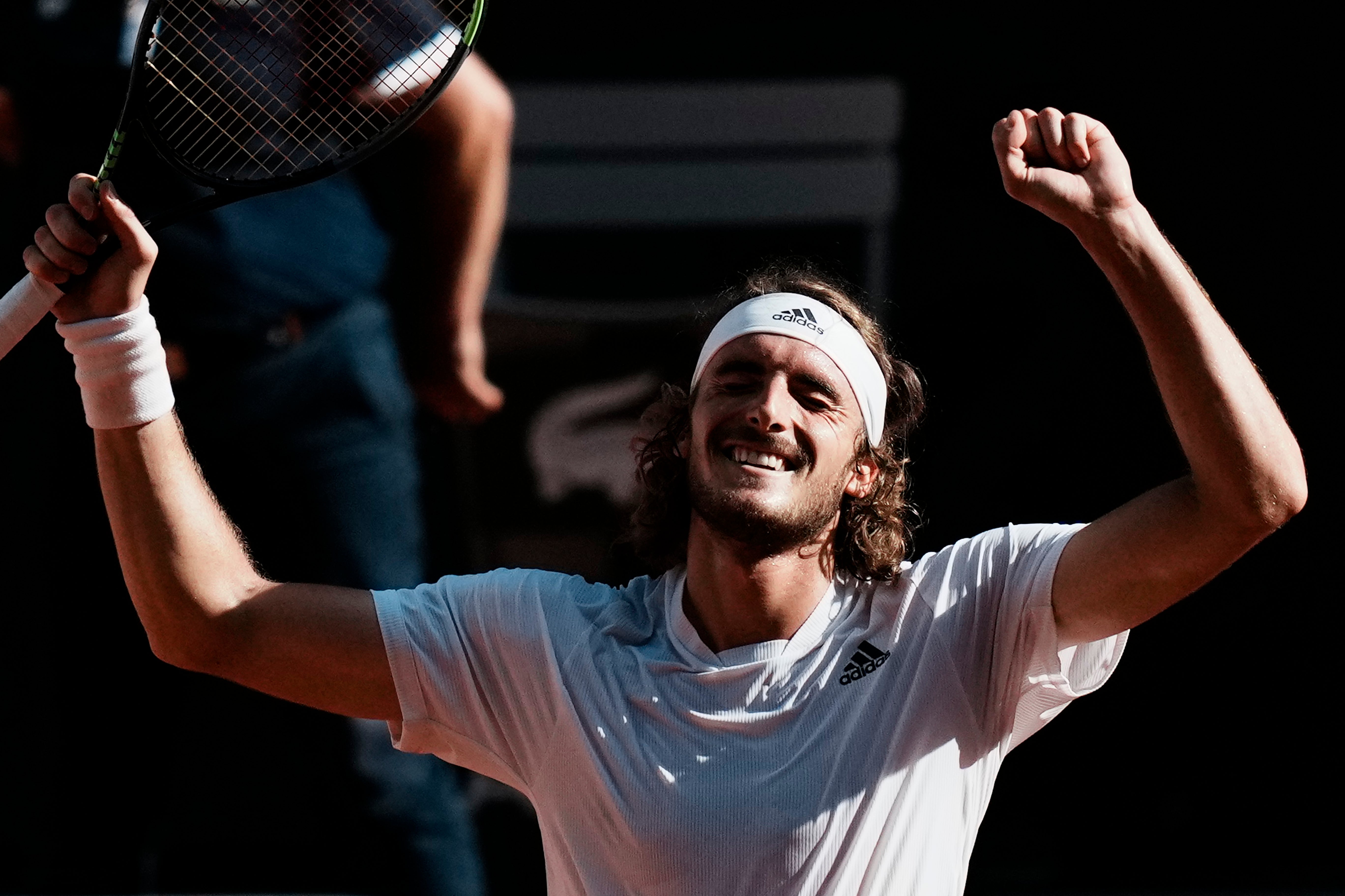 Stefanos Tsitsipas claimed an emotional victory