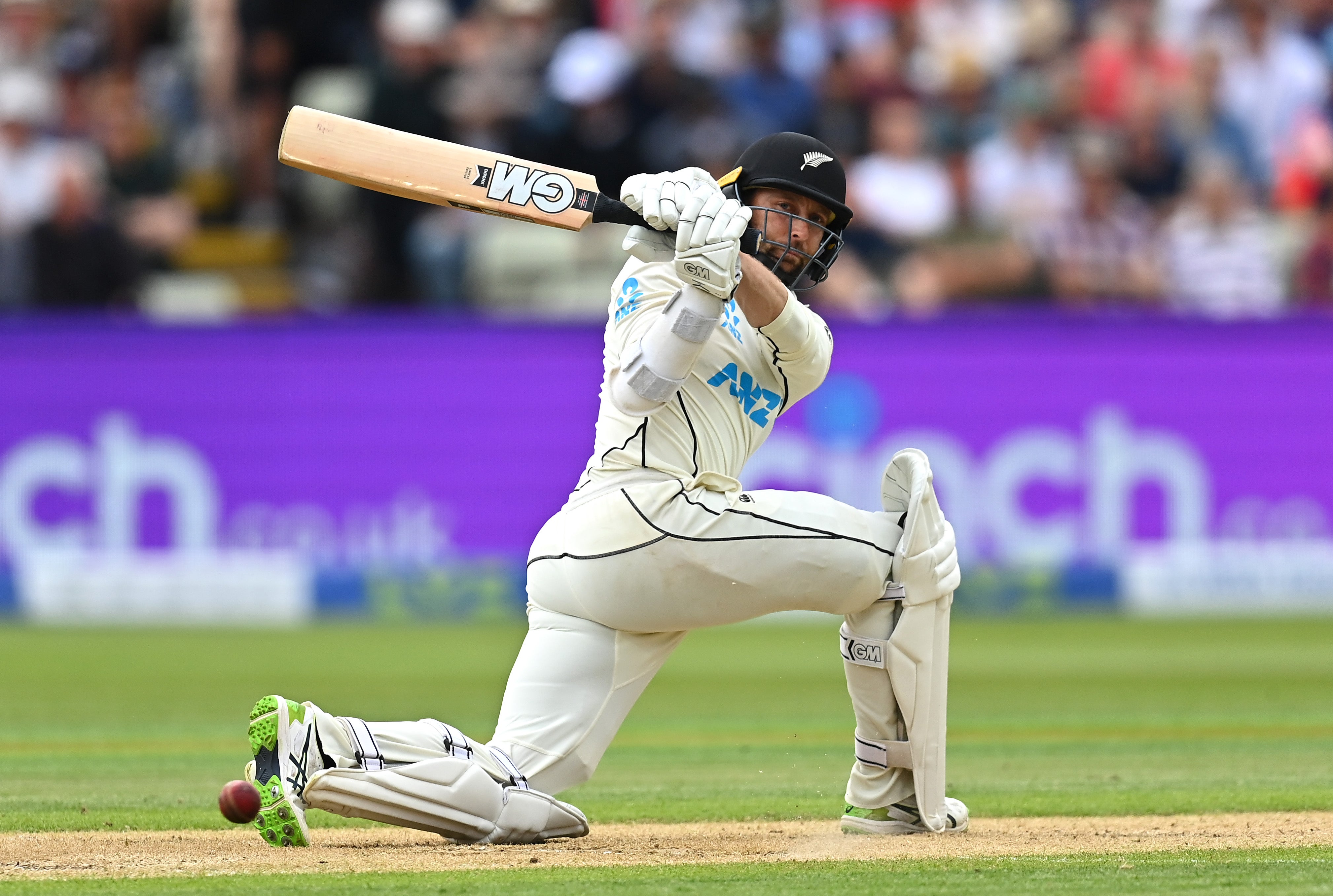 Devon Conway of New Zealand bats during day two