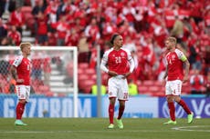 Denmark vs Finland LIVE: Euro 2020 game restarts with Christian Eriksen ‘awake’ in hospital