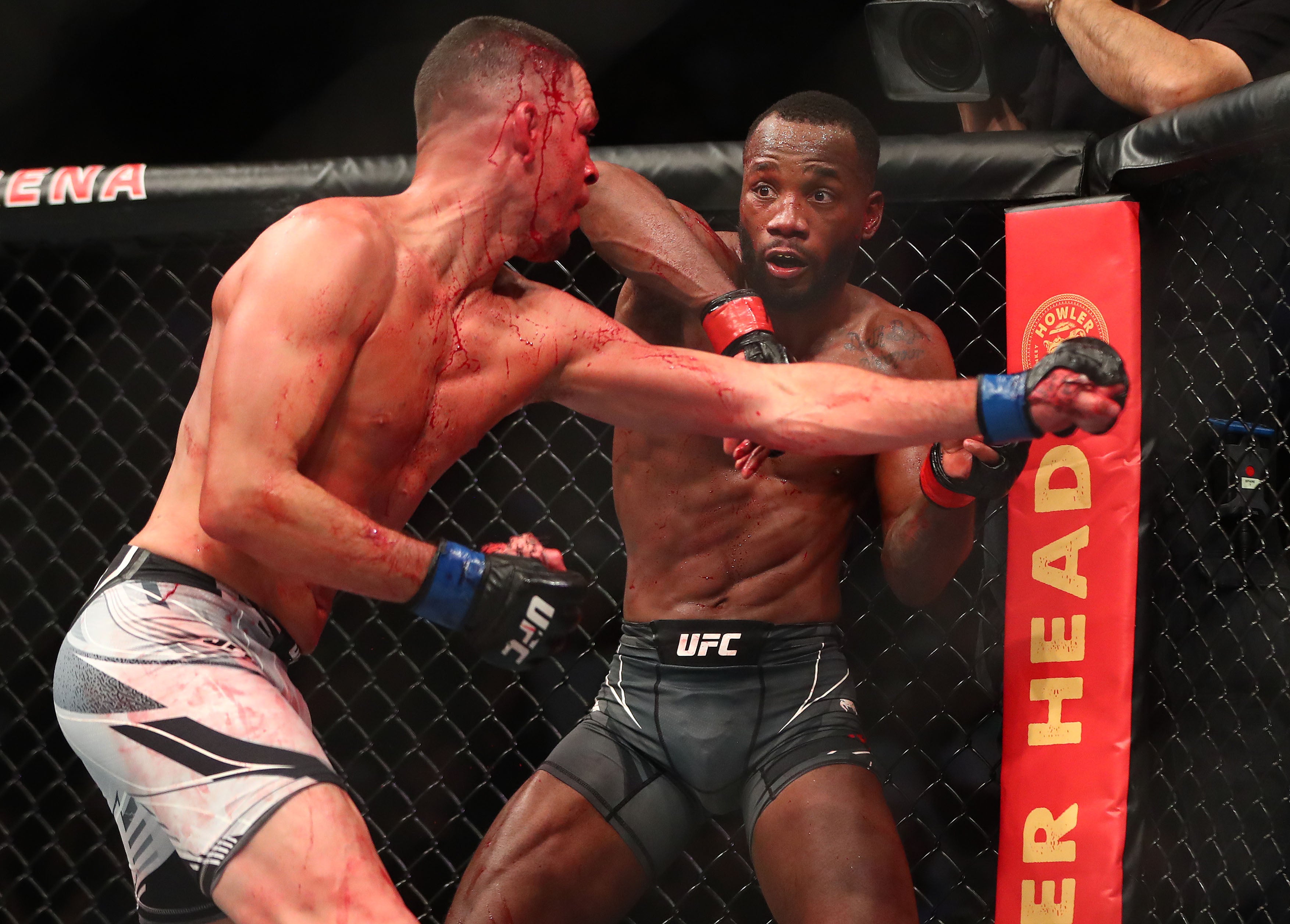 Leon Edwards (right) dominated fan favourite Nate Diaz last June