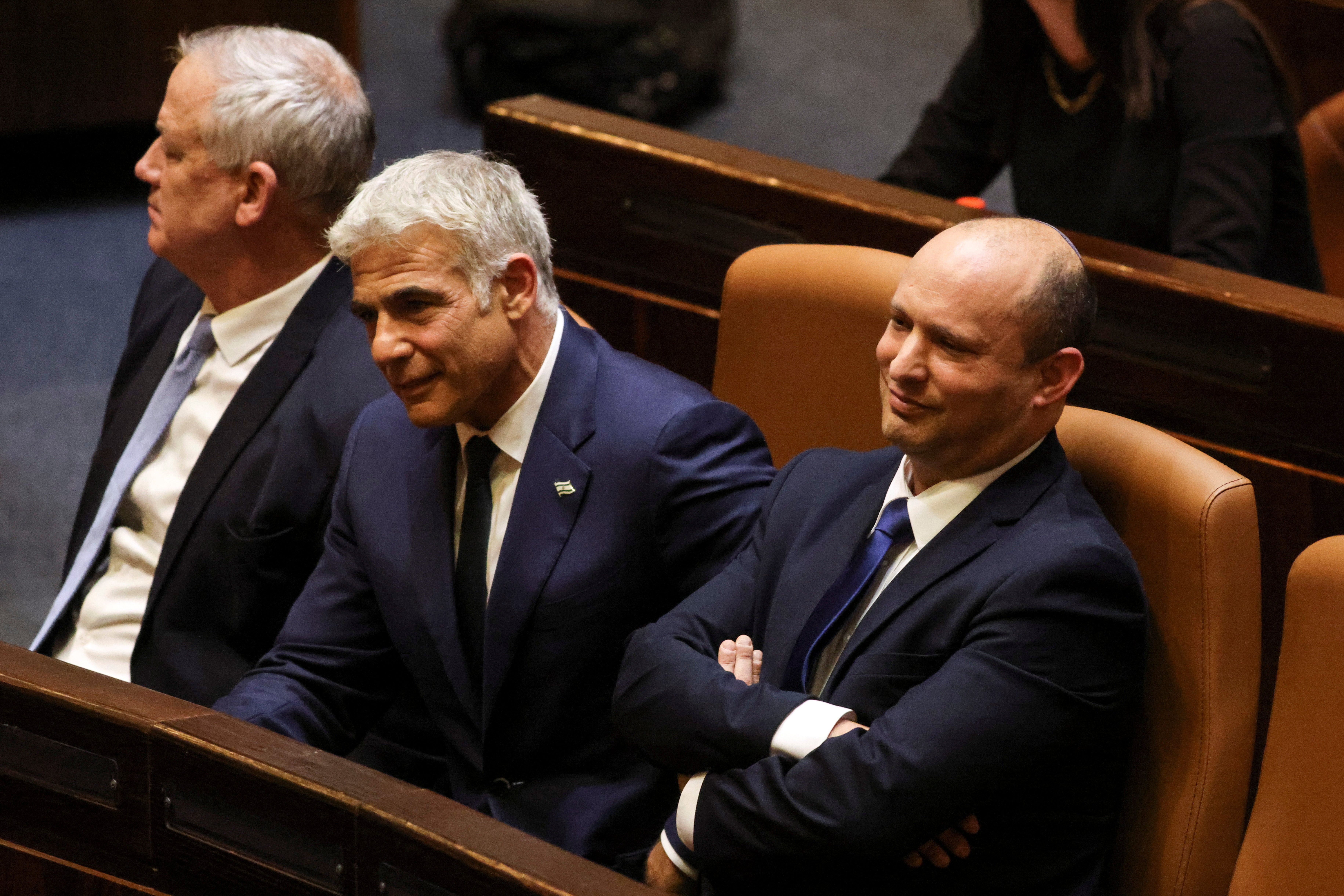 Israeli Prime minister Naftali Bennett, Foreign Minister Yair Lapid and Defence Minister Benny Gantz