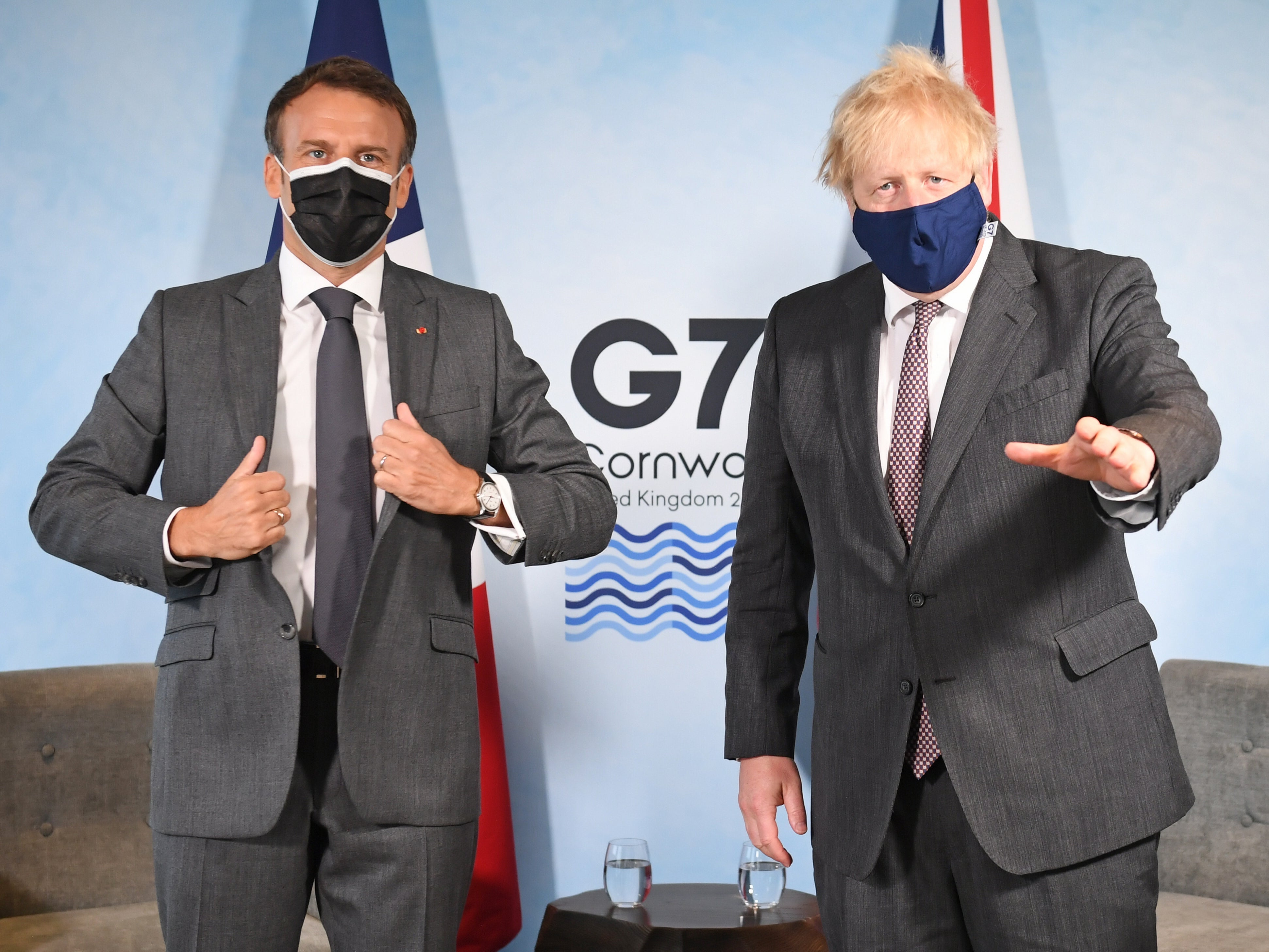 Emmanuel Macron and Boris Johnson together at G7