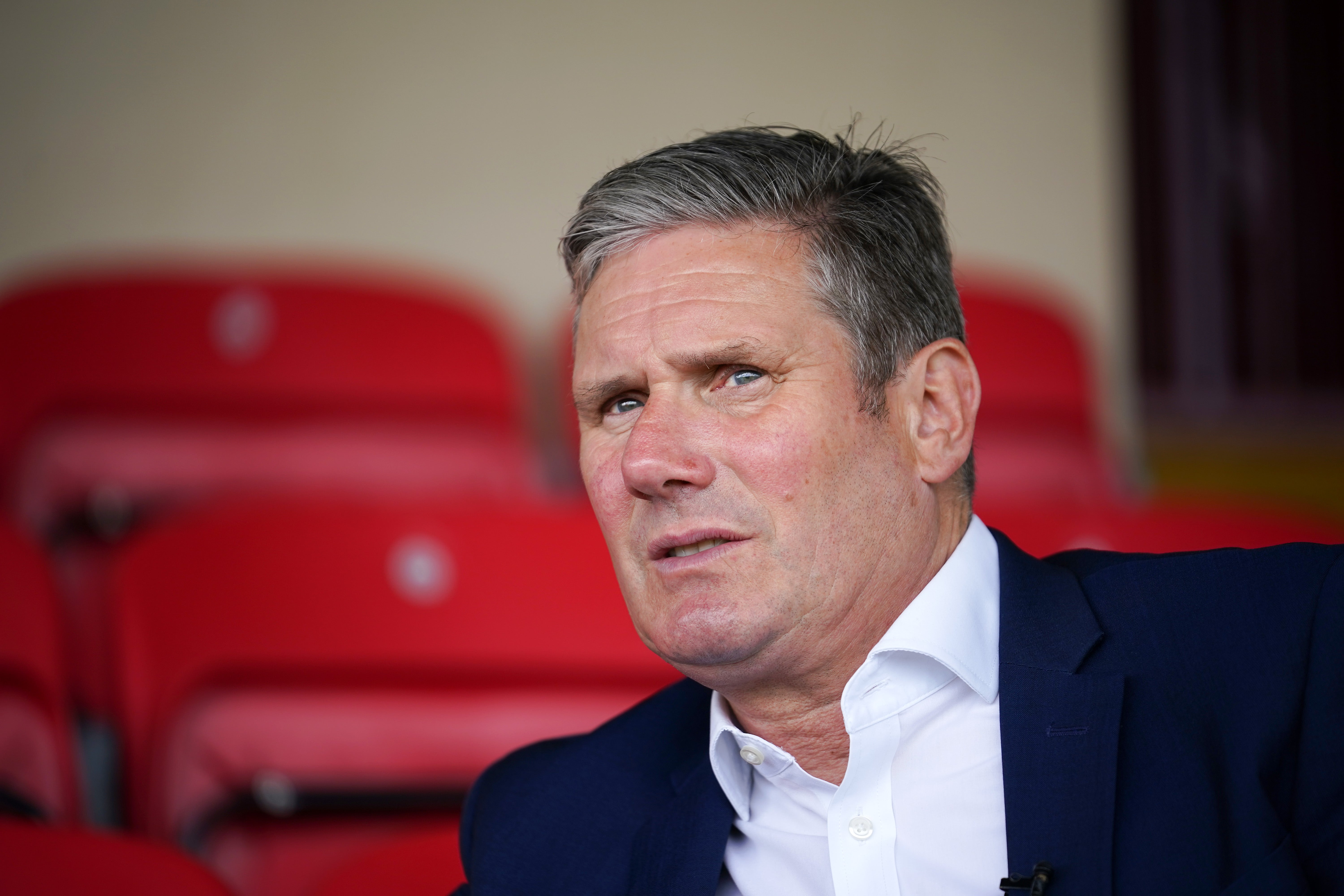 Keir Starmer at the Batley Bulldogs rugby league stadium ahead of the 1 July by-election