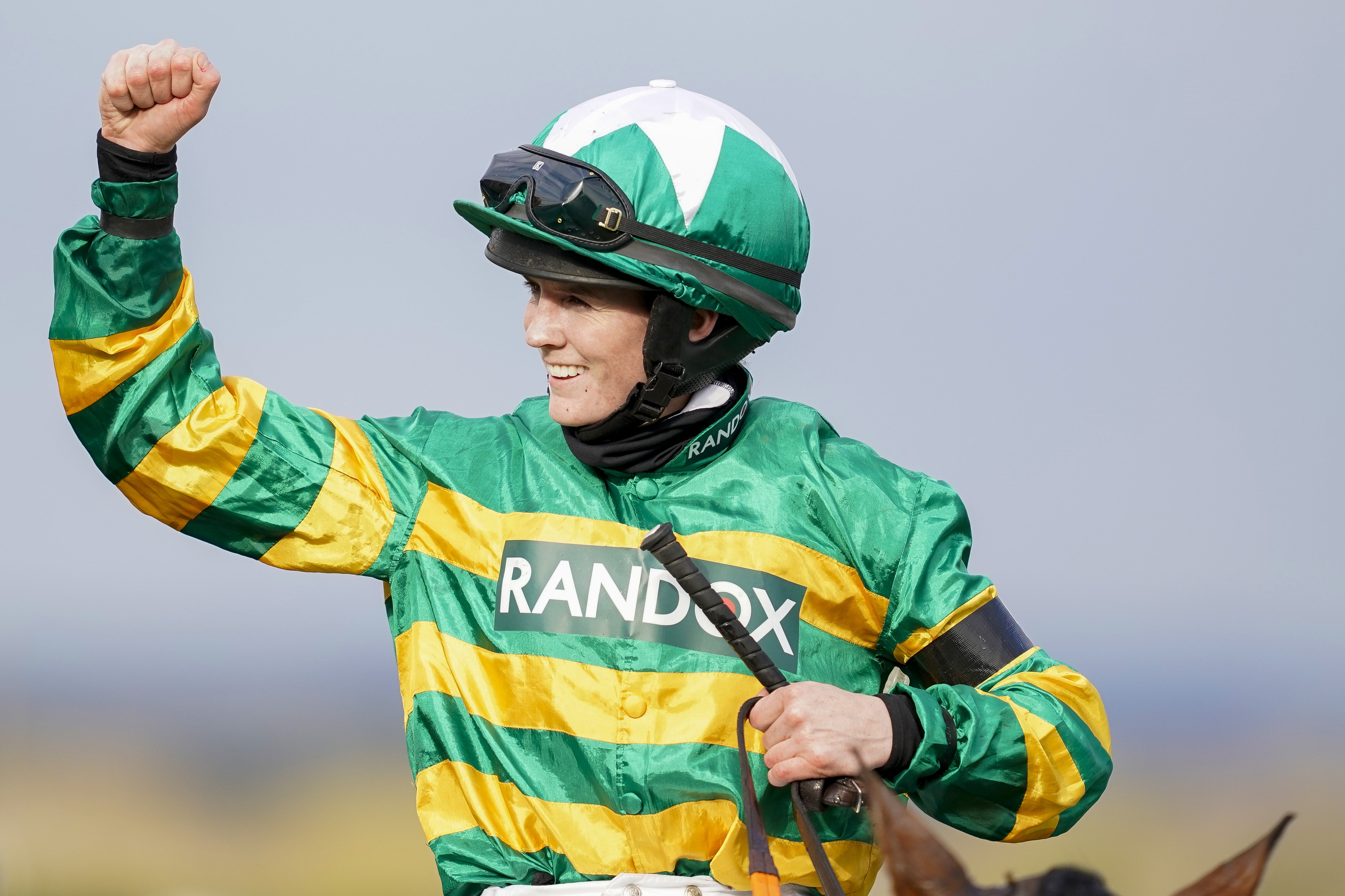 Rachael Blackmore celebrates winning the Randox Grand National Handicap Chase on Minella Times