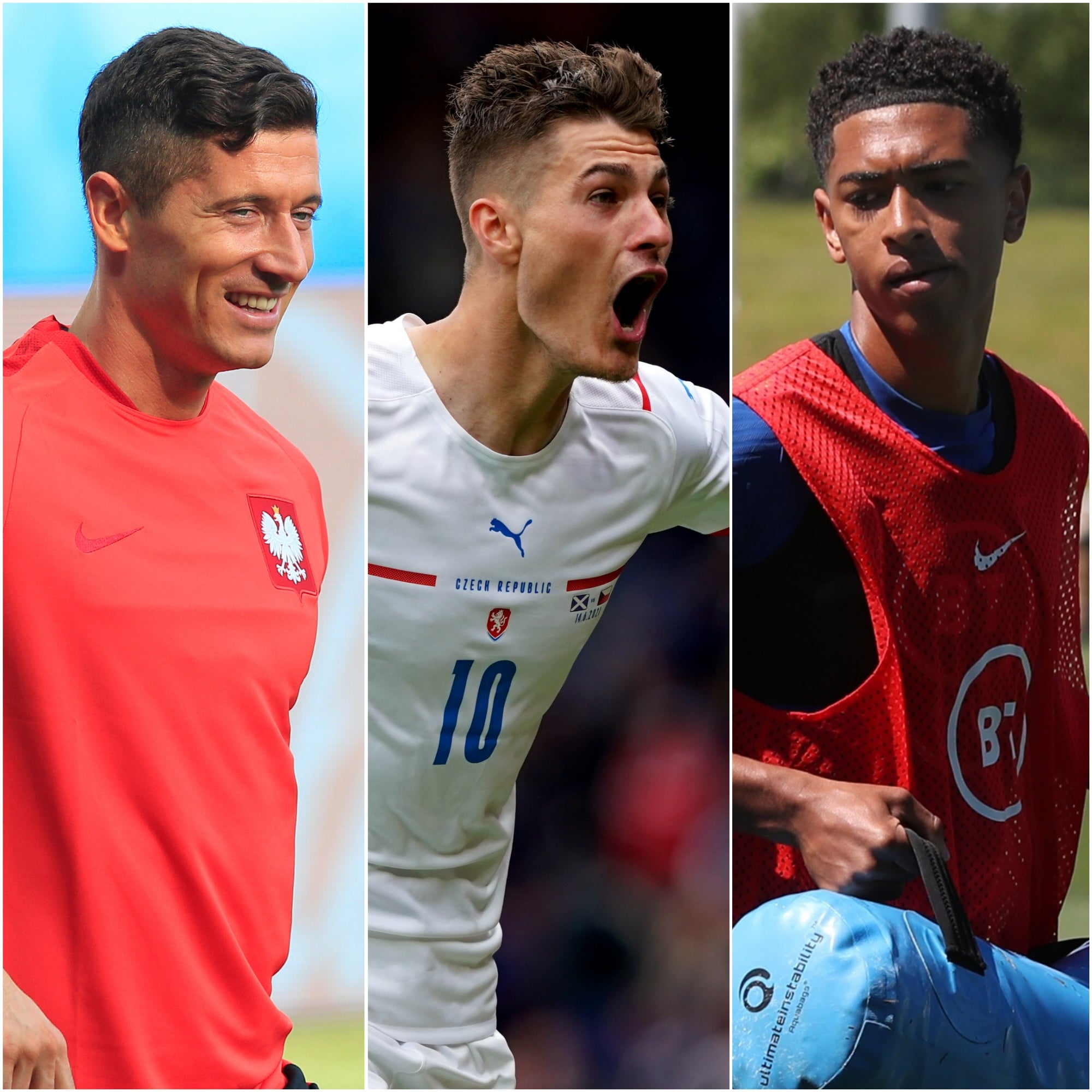 Robert Lewandowski (left), Patrik Schick and Jude Bellingham