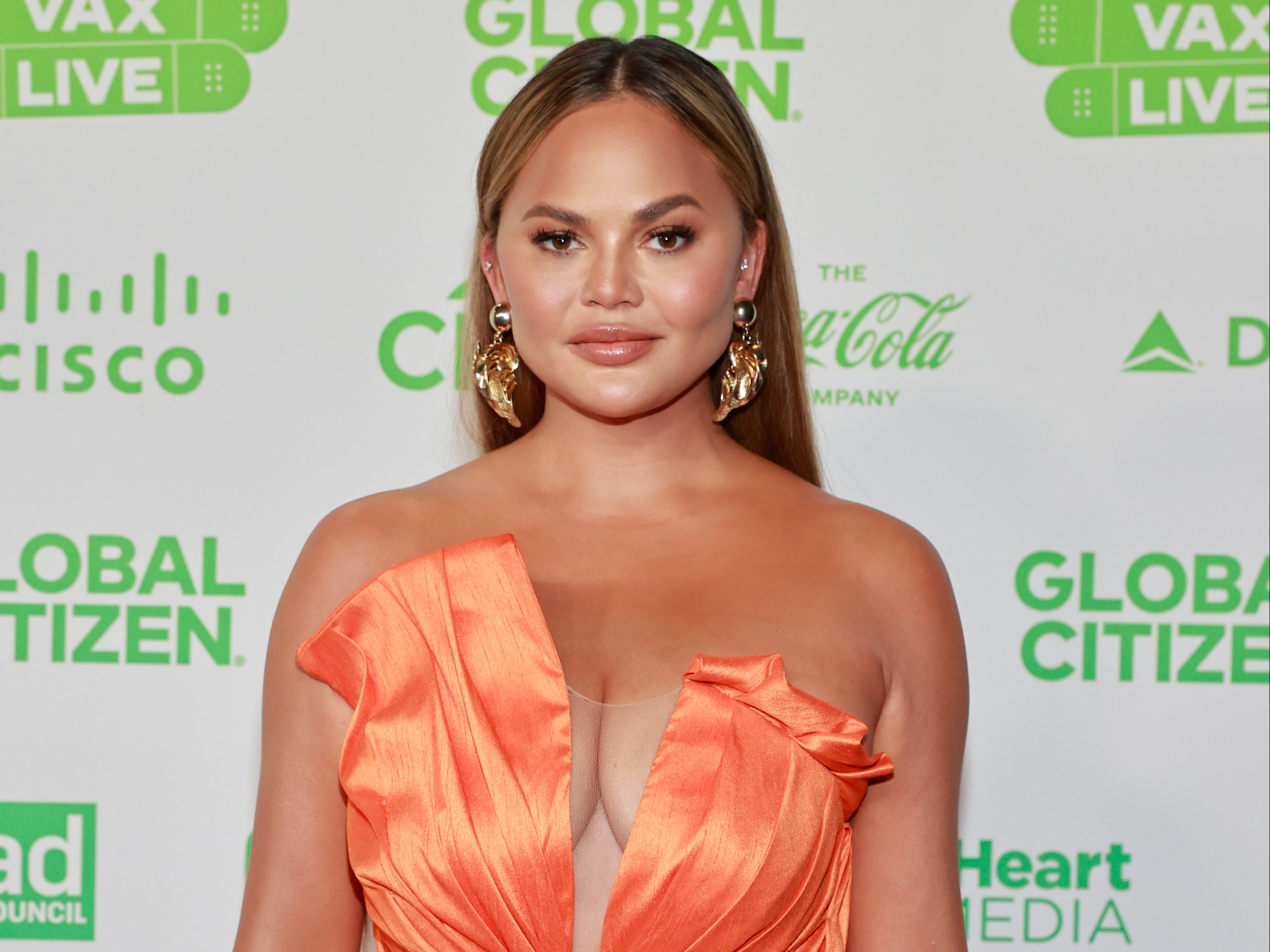 Chrissy Teigen at Global Citizen VAX LIVE: The Concert To Reunite The World in Inglewood, California