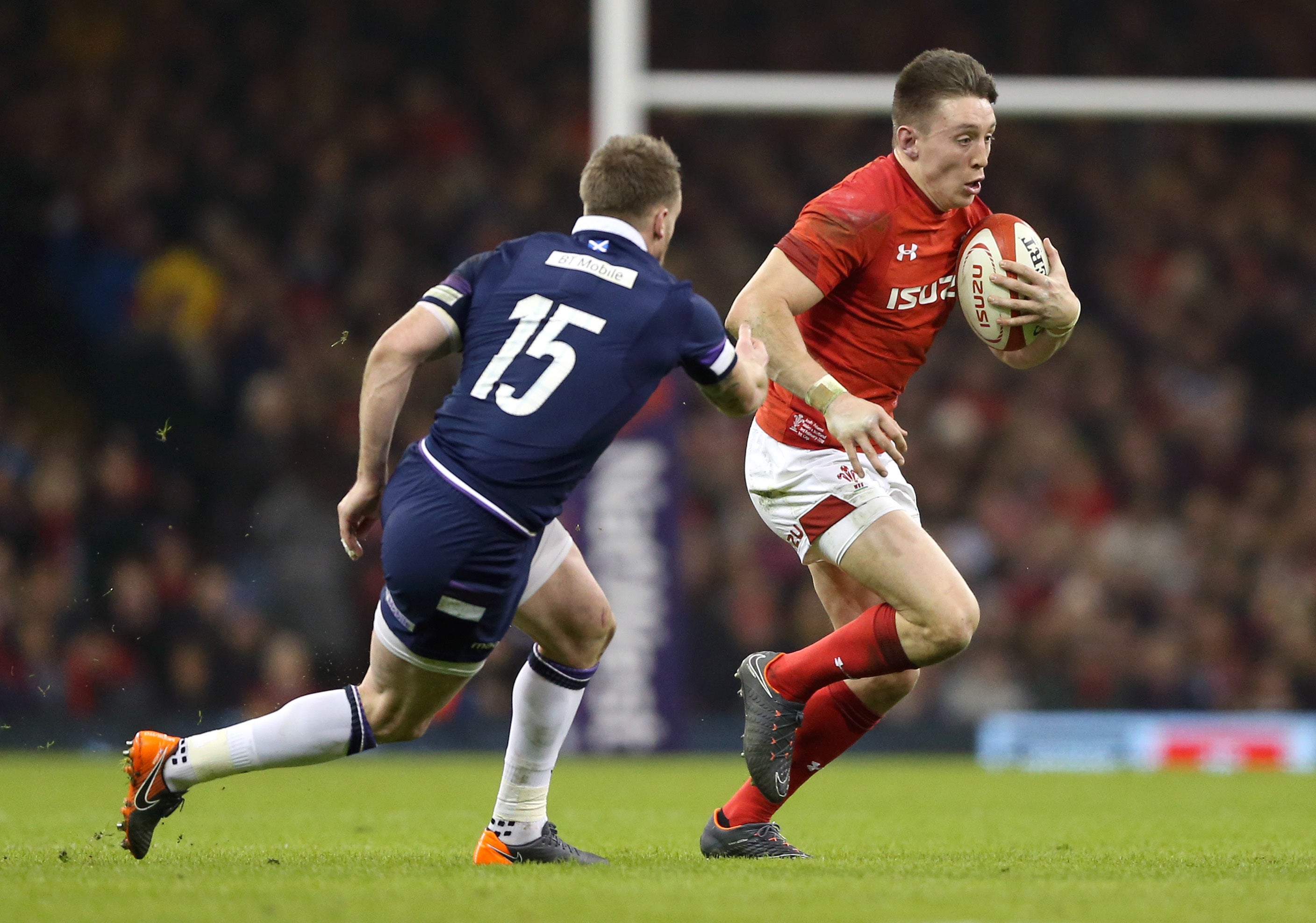 Josh Adams (right) is relishing the chance to play with Stuart Hogg (left)