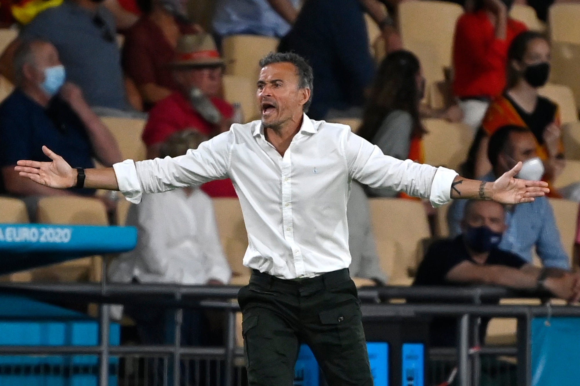 Spain manager Luis Enrique reacts during his side’s goalless draw