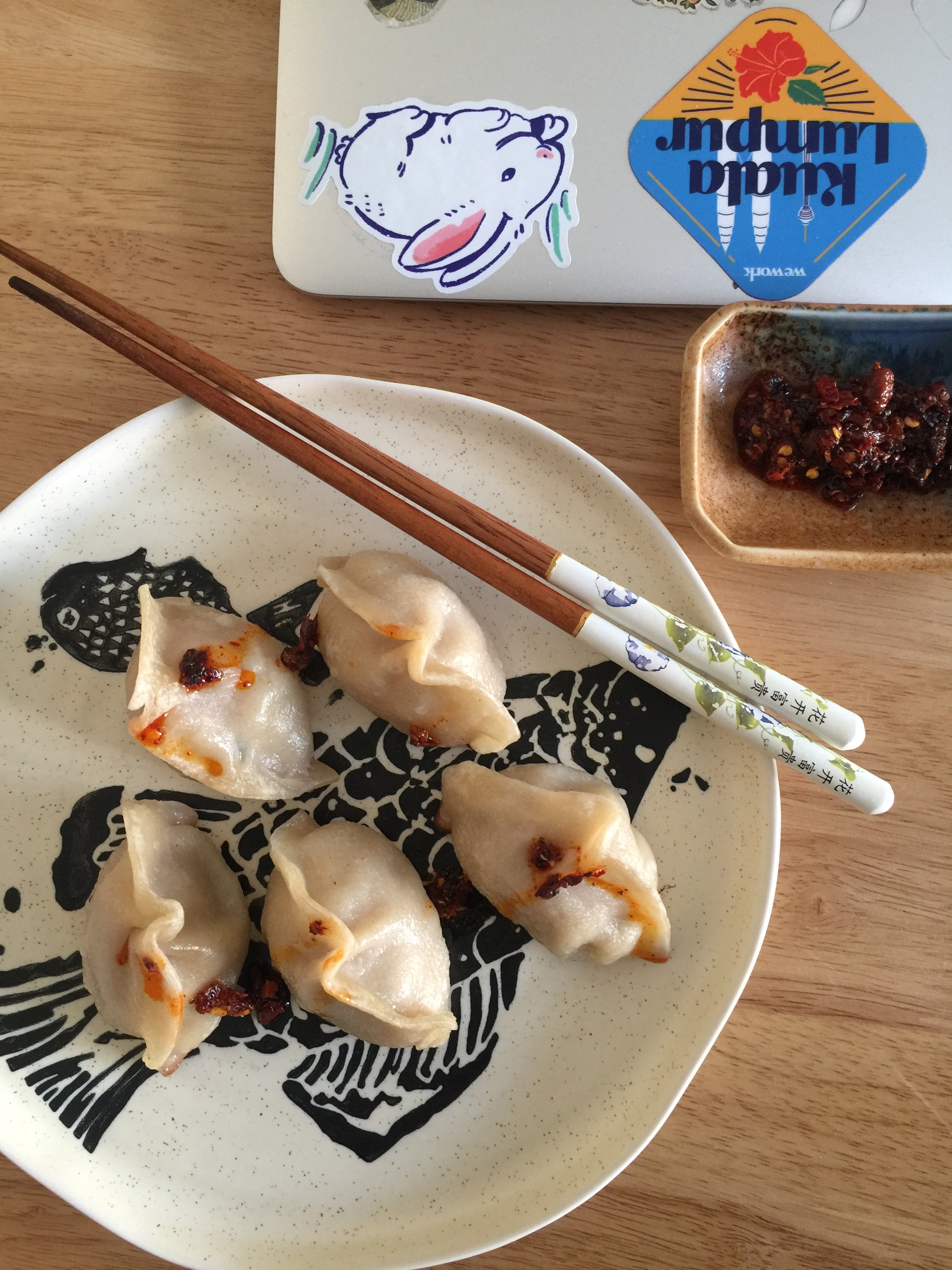 Leftover dumplings with chilli crisp oil