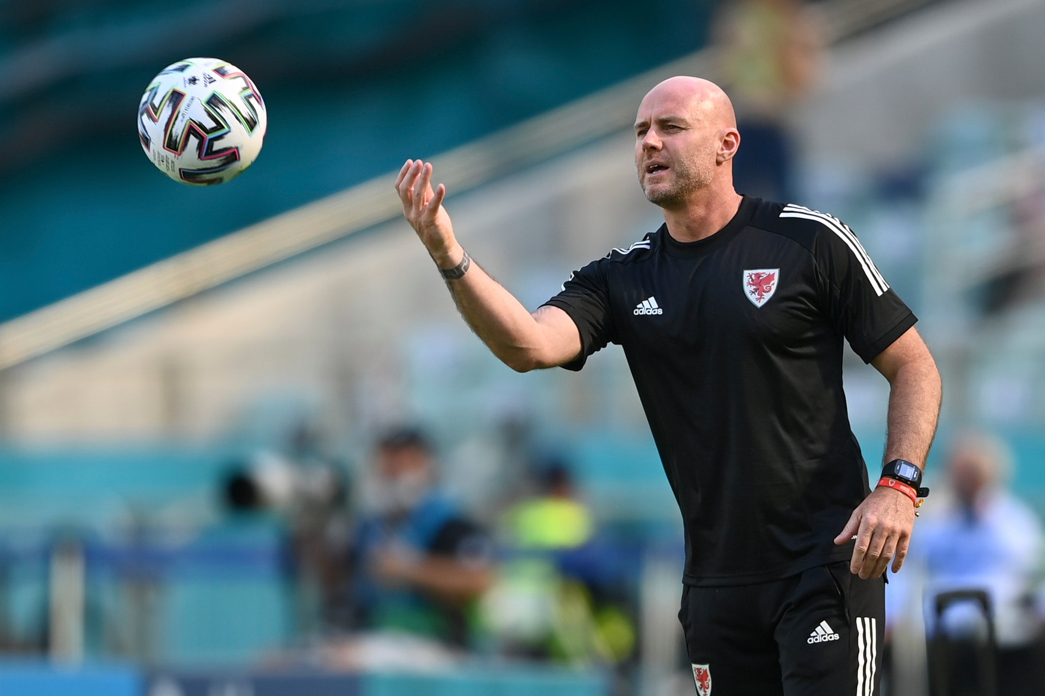 Wales caretaker manager Robert Page on the touchline