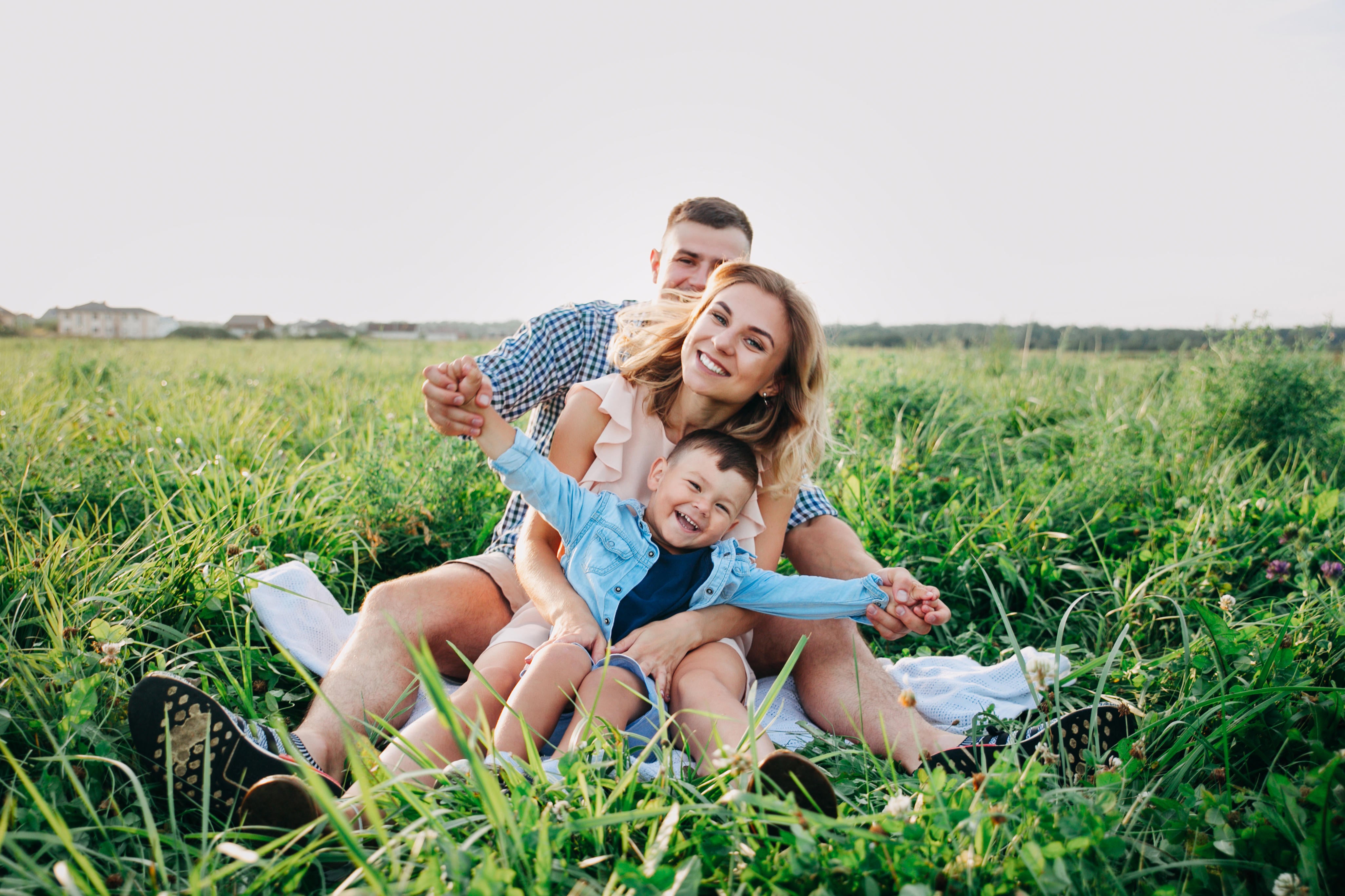 Family enjoying the outdoors in summer