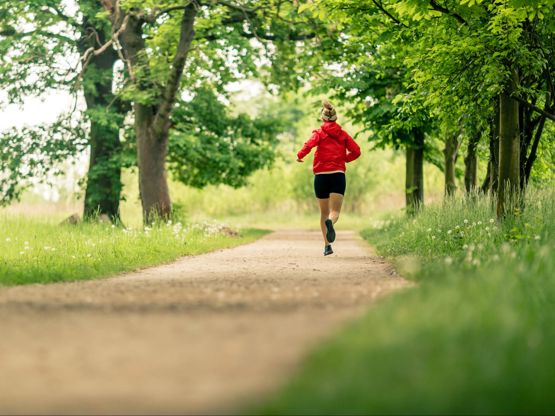 Woman runs outside